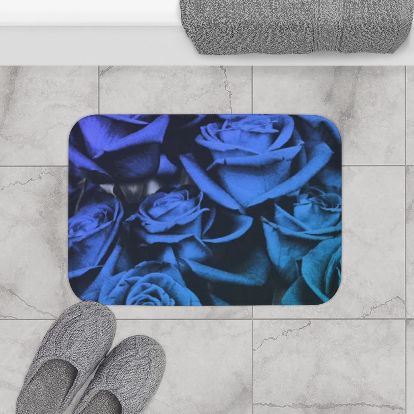 Blue Roses Bath Mat