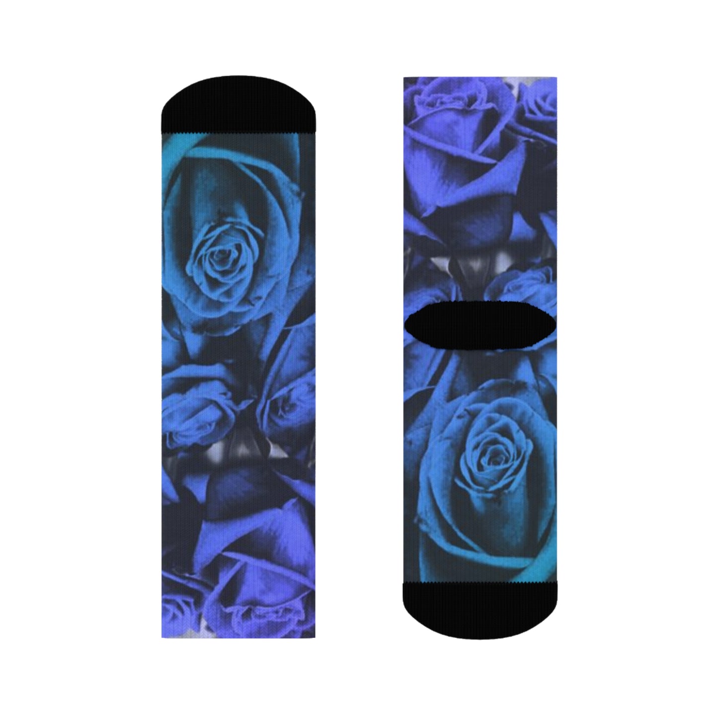 Blue Roses Crew Socks