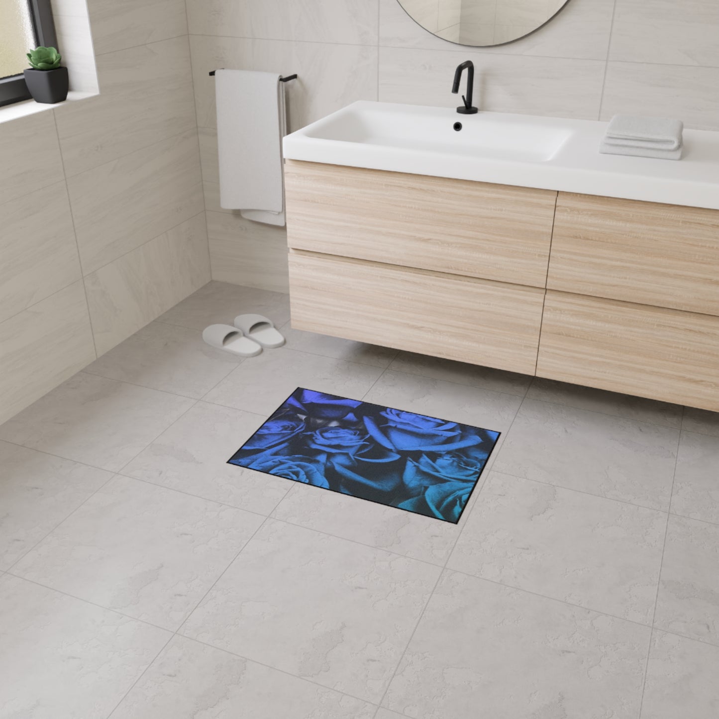Blue Roses Heavy Duty Floor Mat