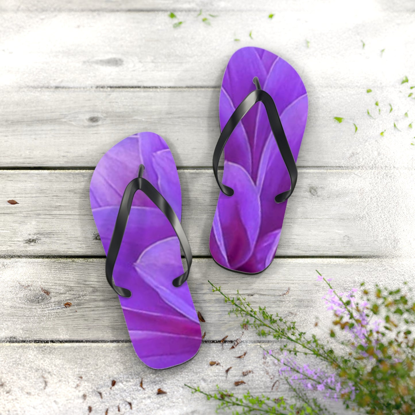 Purple Dahlia Flip Flops