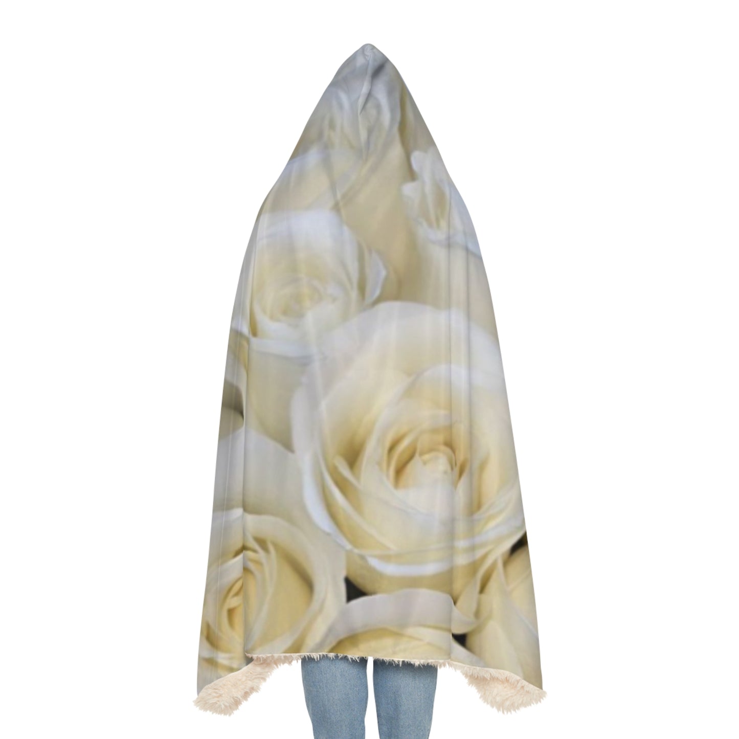 White Roses Floral Hooded Blanket – Elegant Everyday Comfort