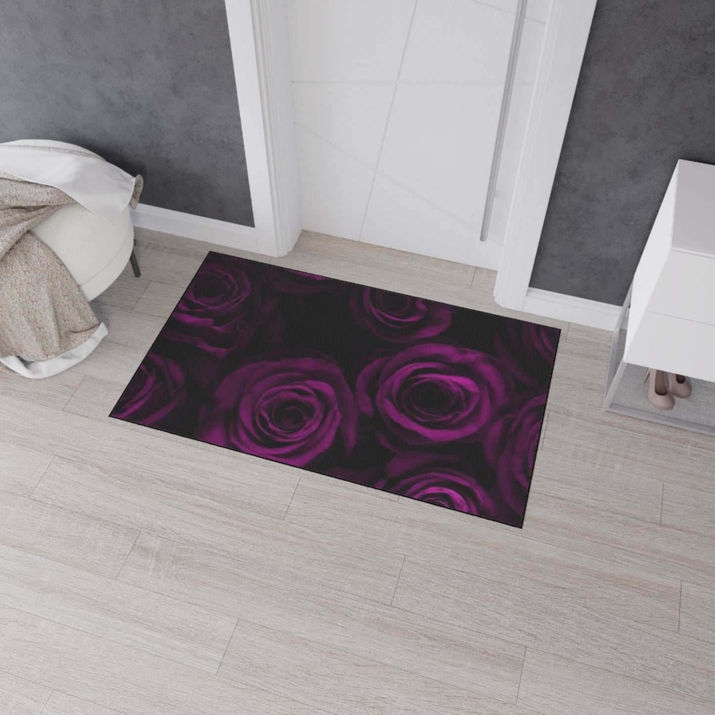 Dark Purple Roses Heavy Duty Floor Mat
