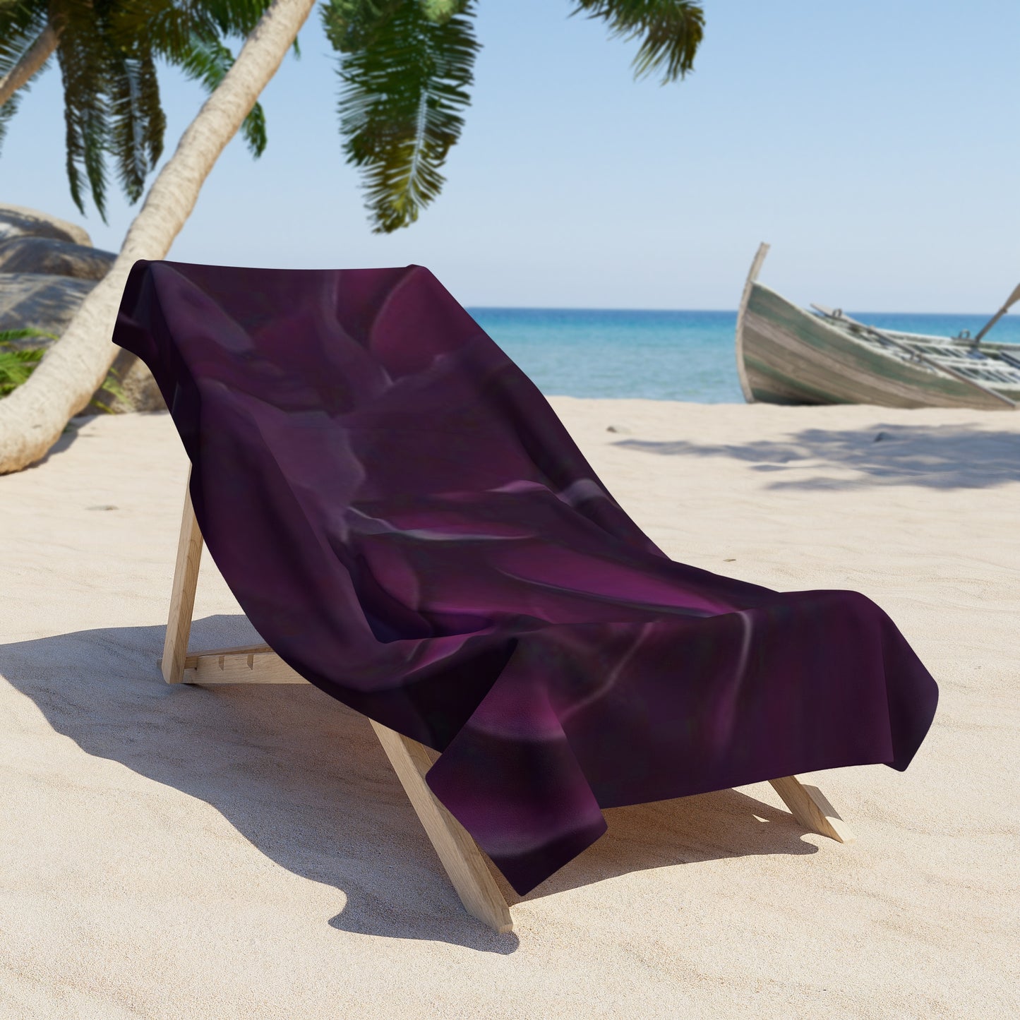 Dark Purple Floral Beach Towel