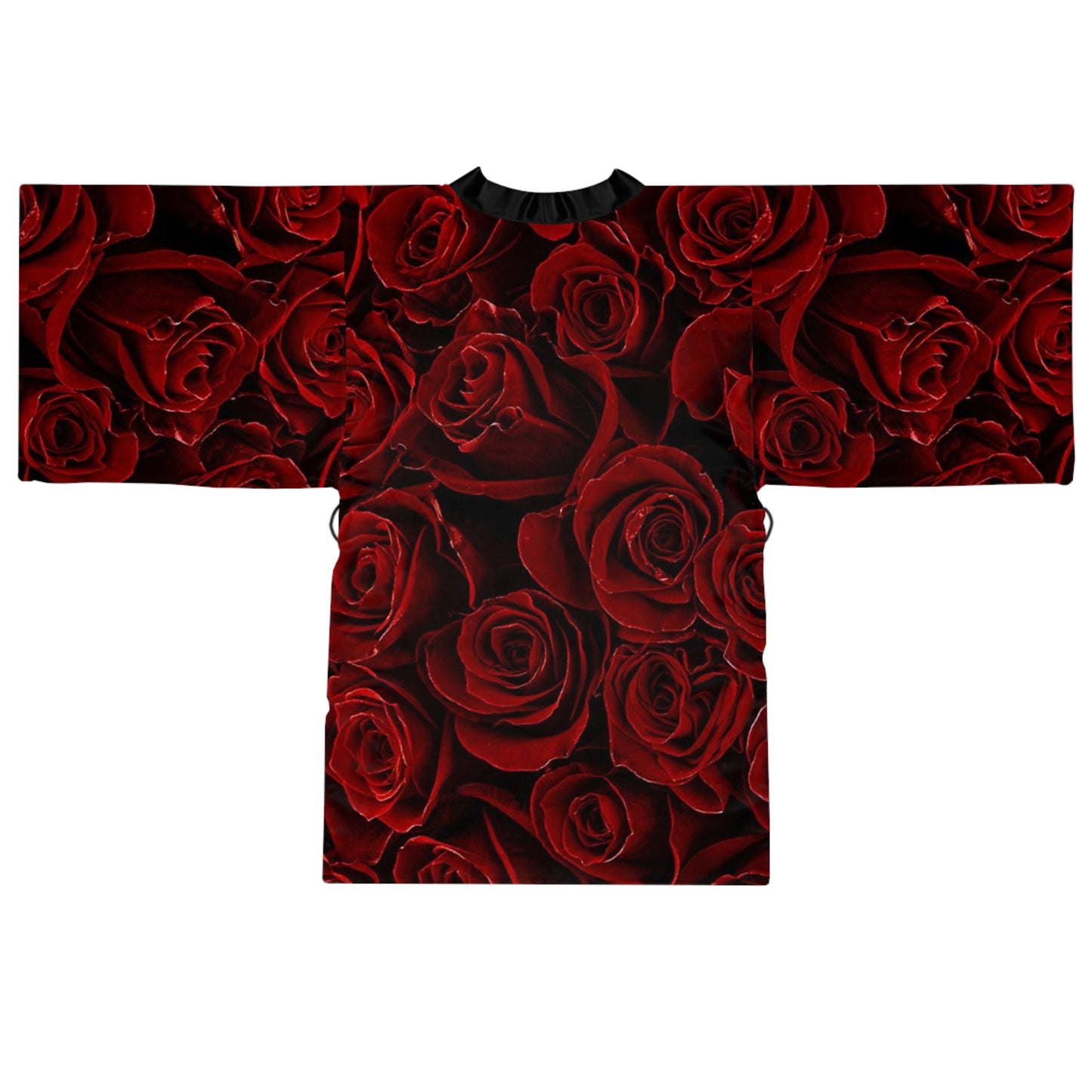 Red Roses Floral Japanese Style Kimono Robe