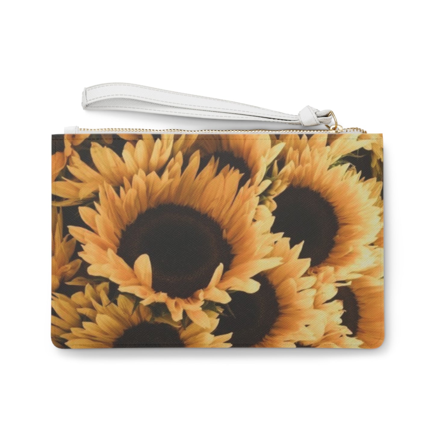 Sunflower Floral Leather Clutch Bag for Women
