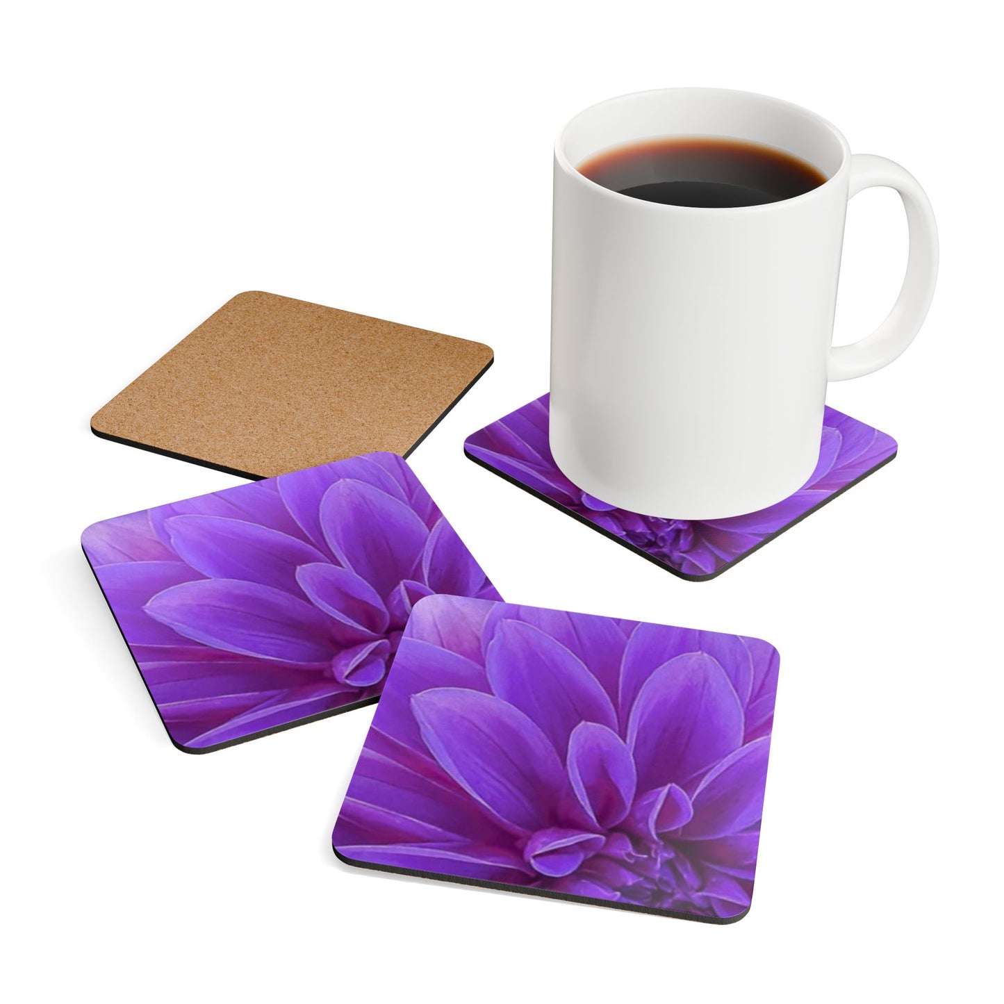 Purple Dahlia Coaster Set
