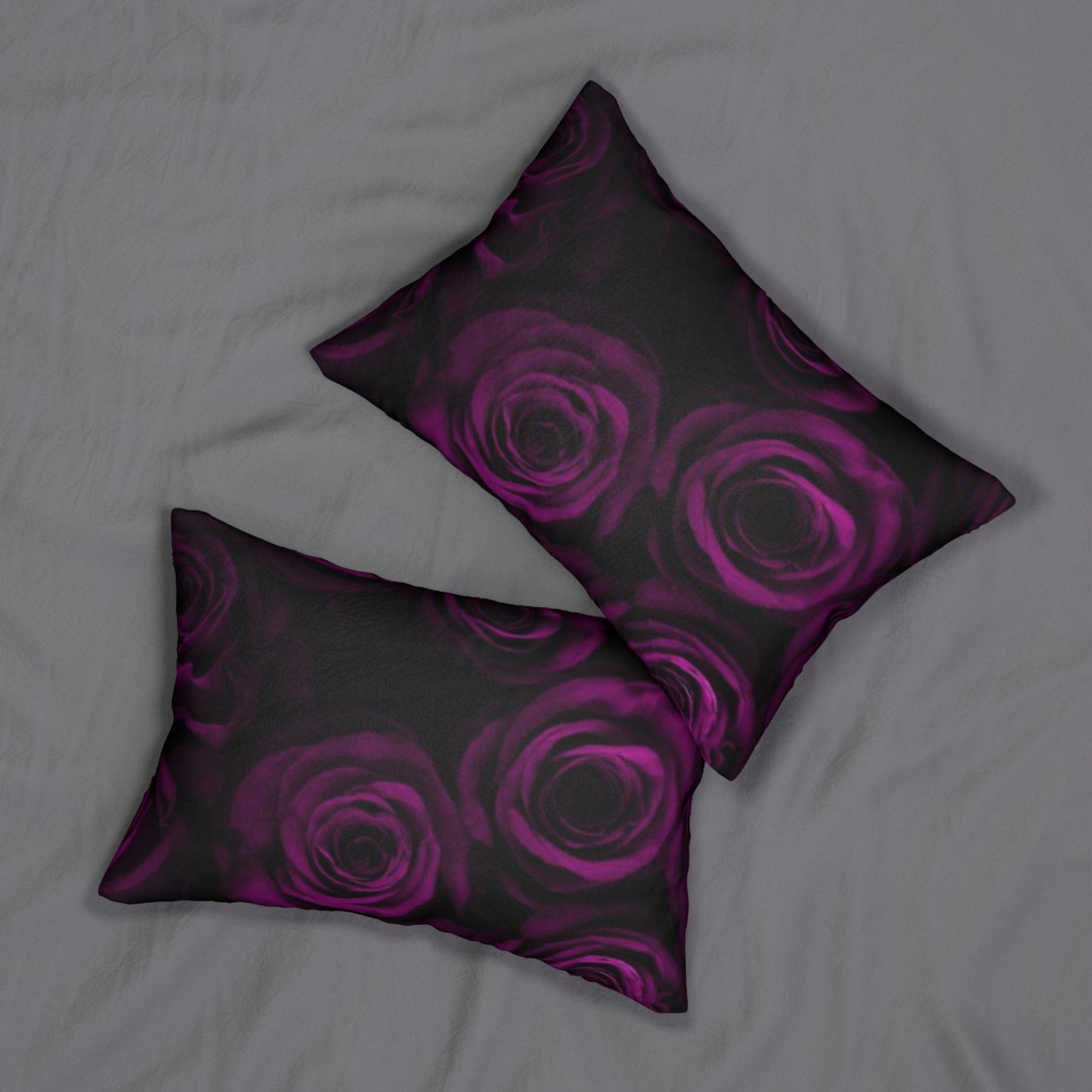 Dark Purple Roses Lumbar Pillow