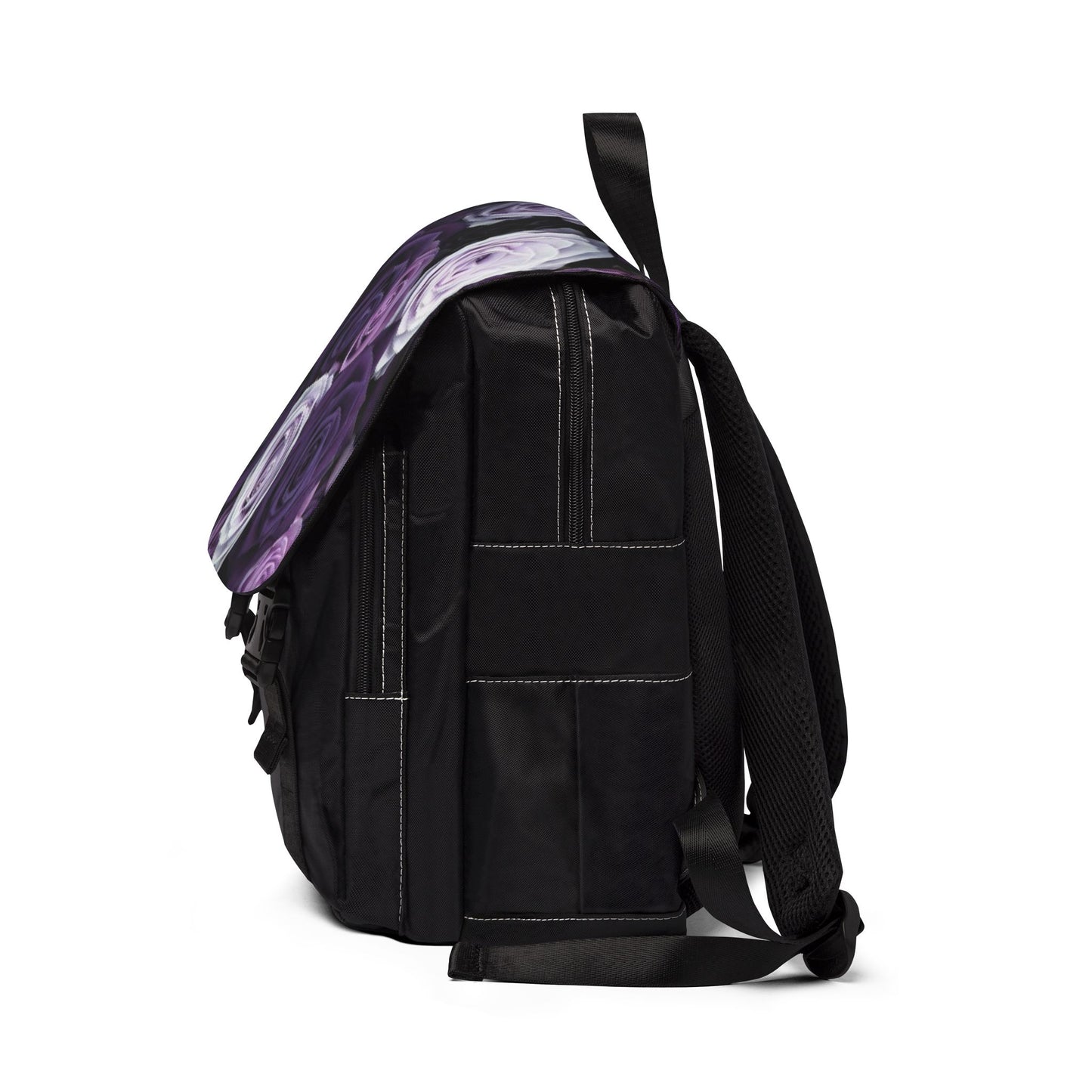 Purple Roses Unisex Floral Flap Backpack