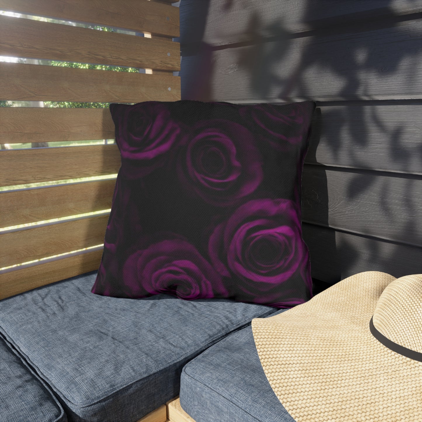 Dark Purple Roses Outdoor Pillow