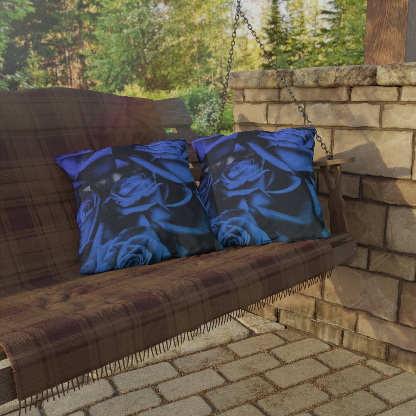 Blue Roses Outdoor Pillow