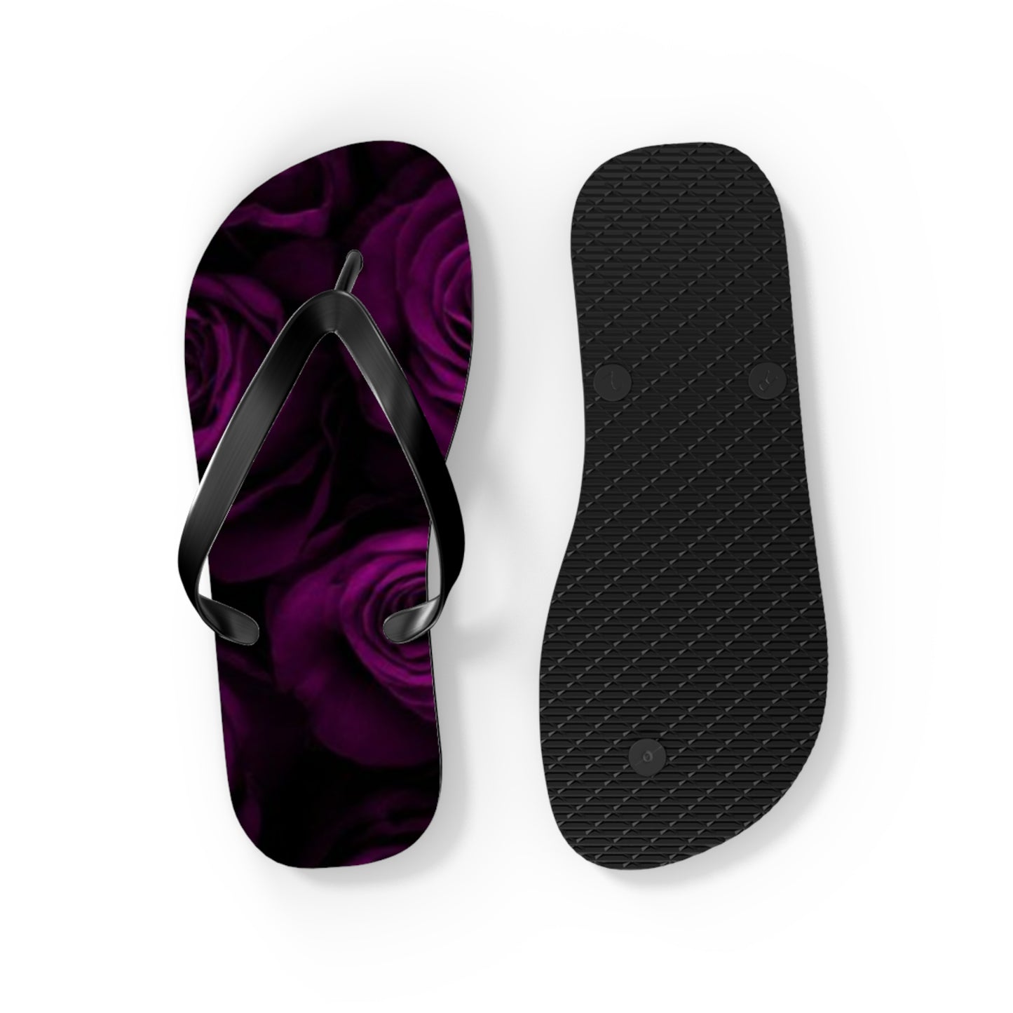 Dark Purple Roses Flip Flops