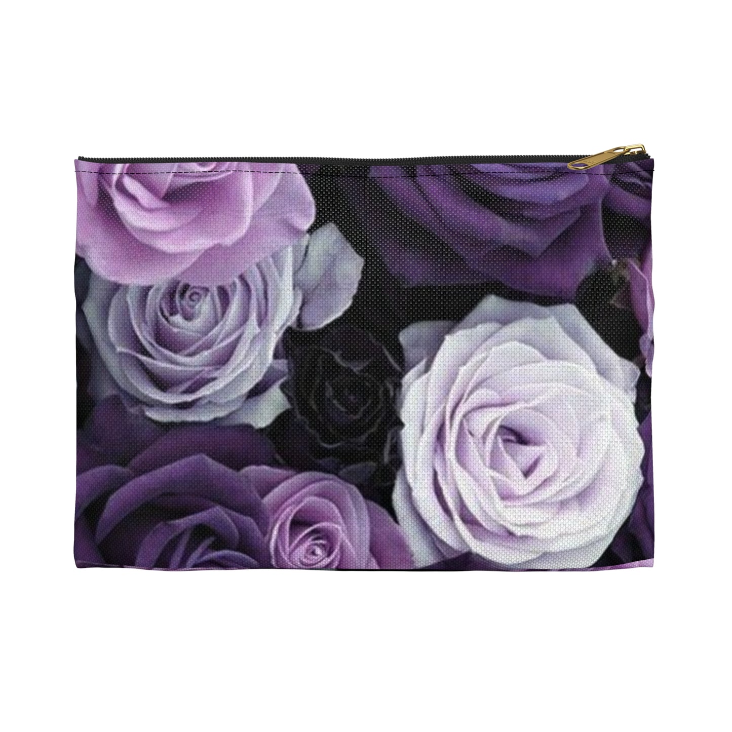 Purple Roses Floral Accessory Pouch – Stylish & Functional