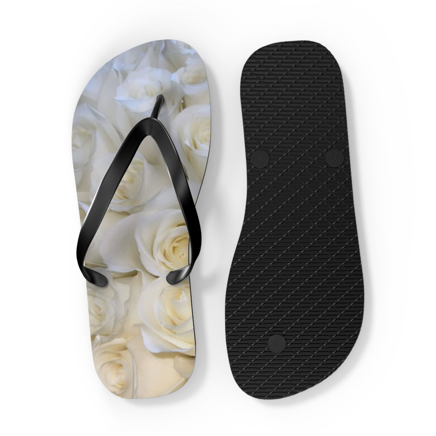 White Roses Flip Flops
