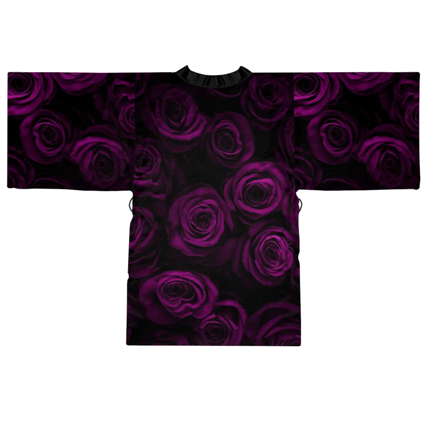 Dark Purple Roses Kimono Robe