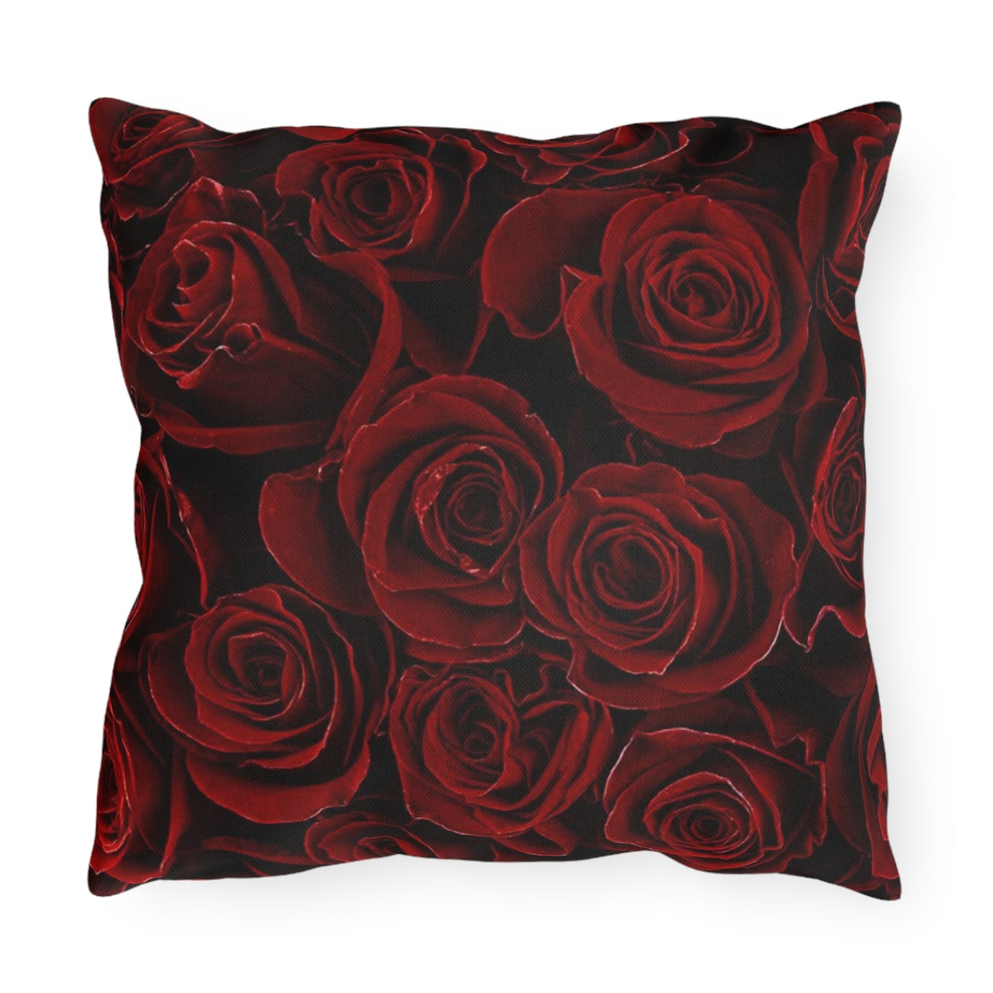Red Roses Floral Outdoor Pillow