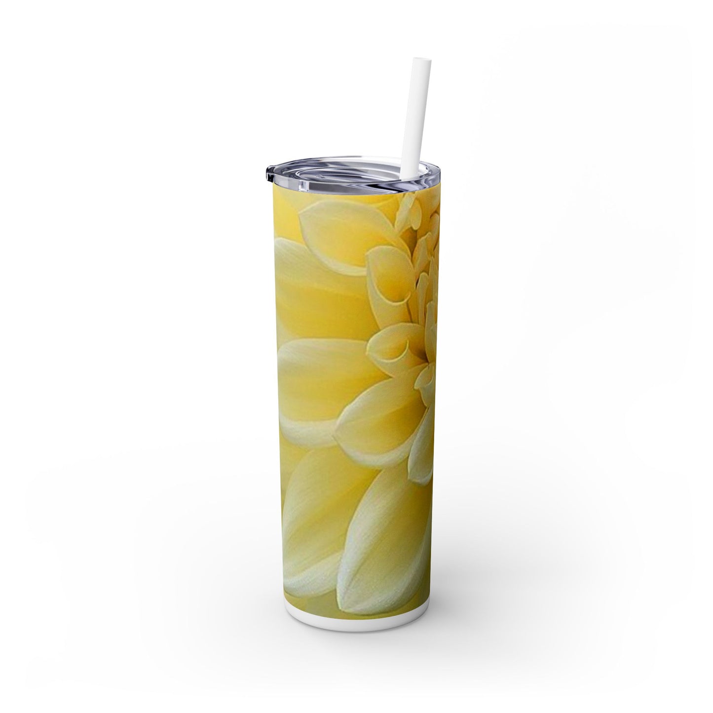 Yellow Dahlia Skinny Tumbler with Straw, 20oz