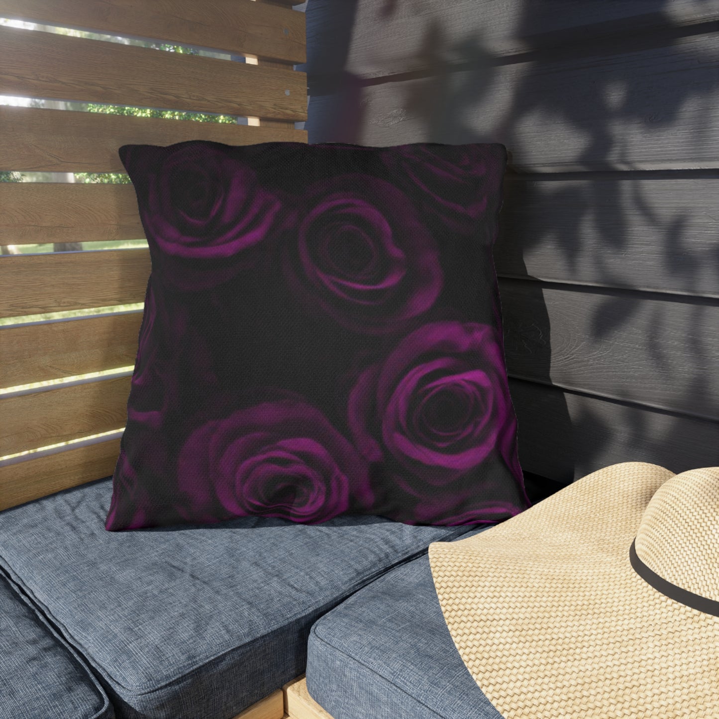 Dark Purple Roses Outdoor Pillow