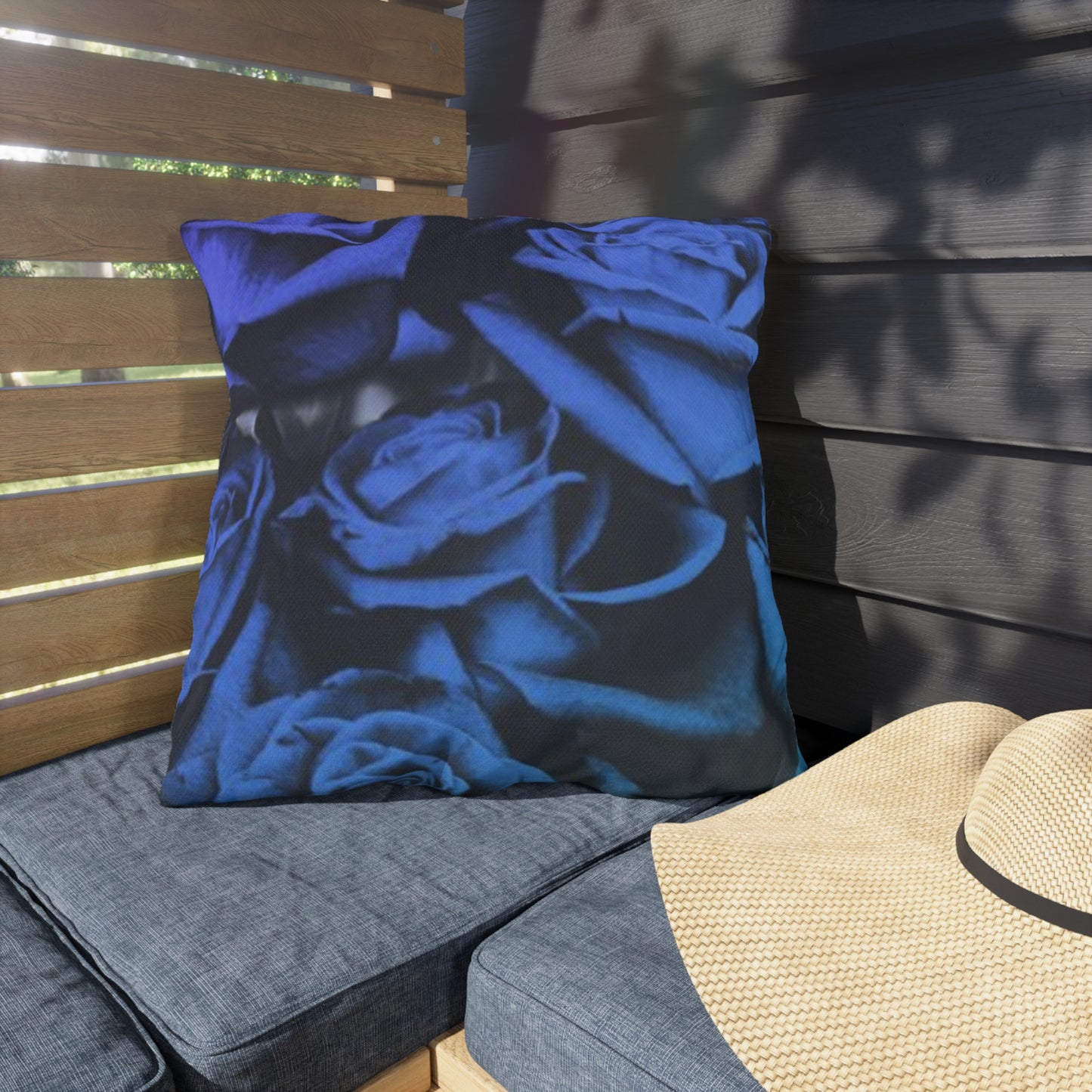 Blue Roses Outdoor Pillow