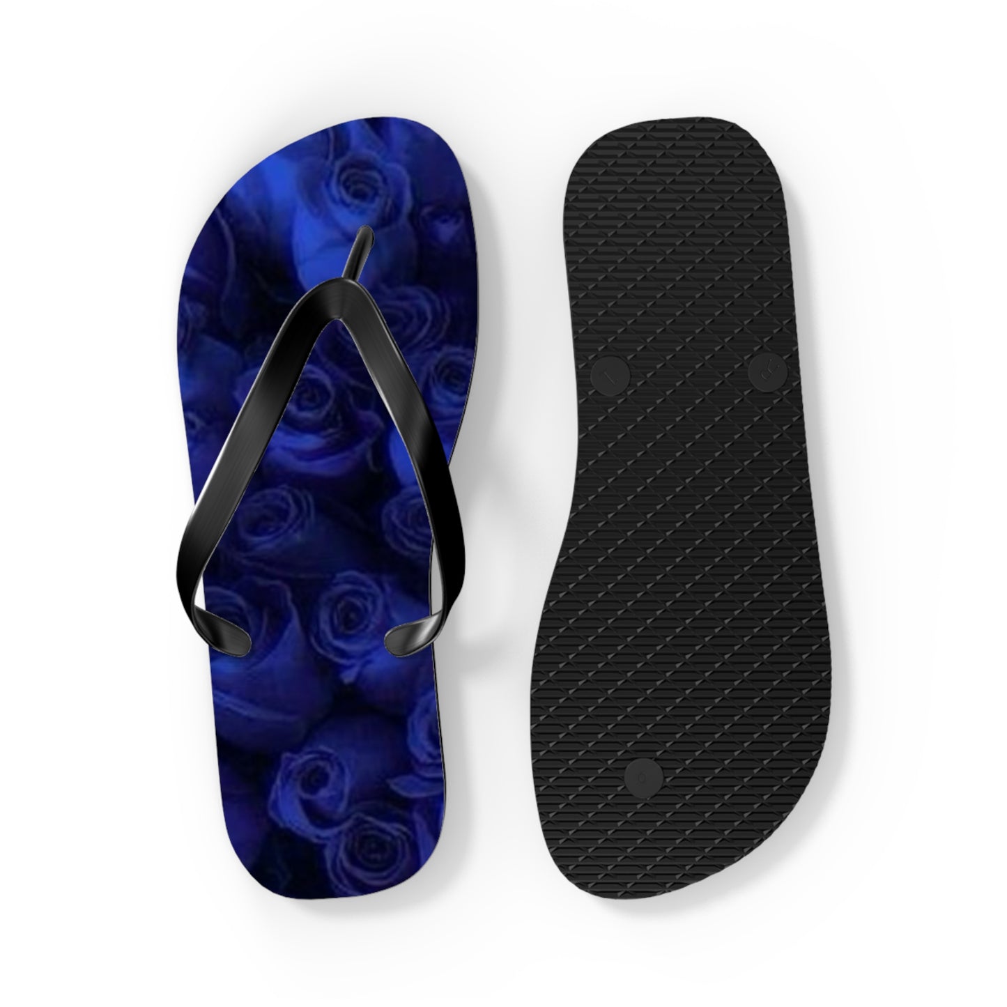 Dark Blue Roses Flip Flops