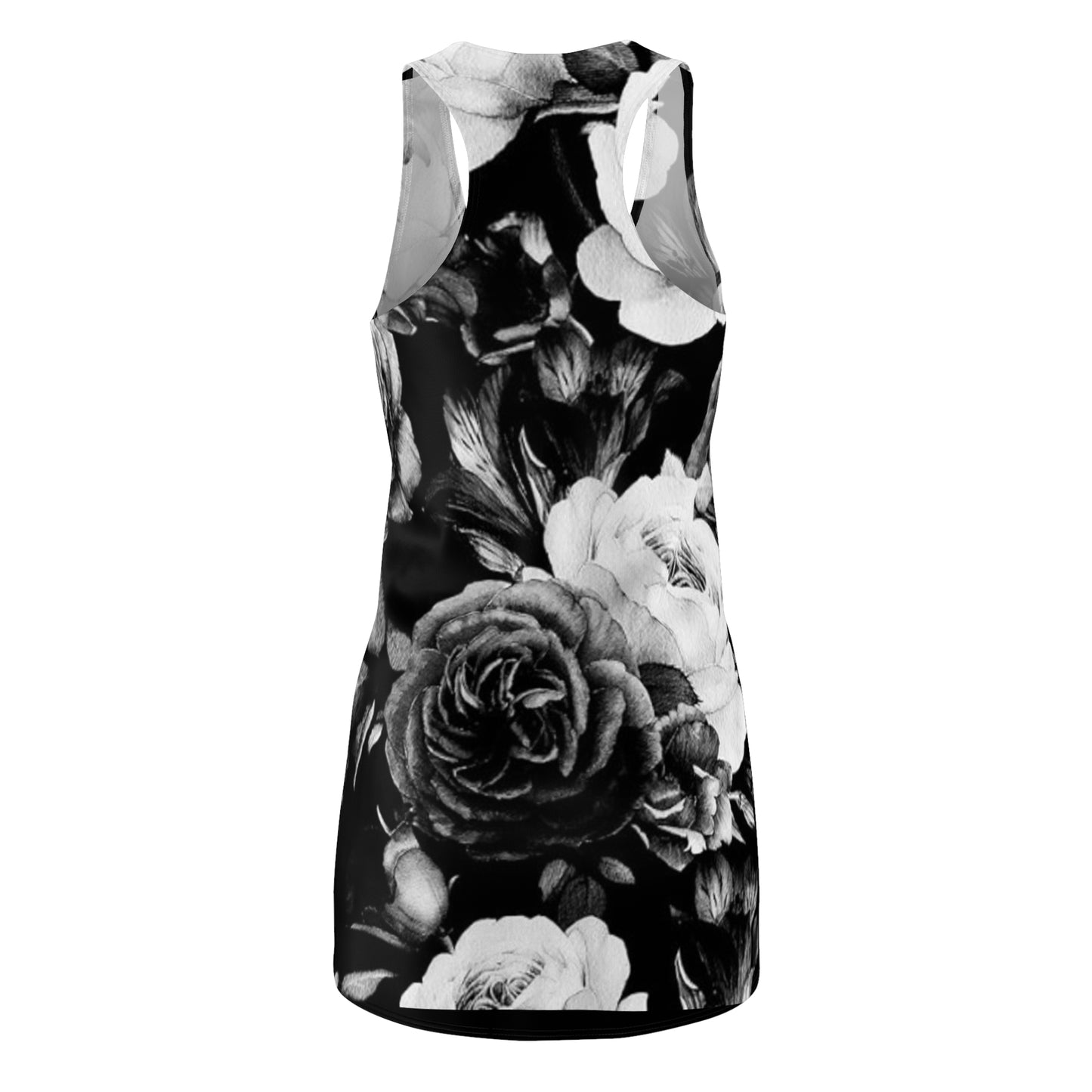 Black and White Floral Design Racerback Dress