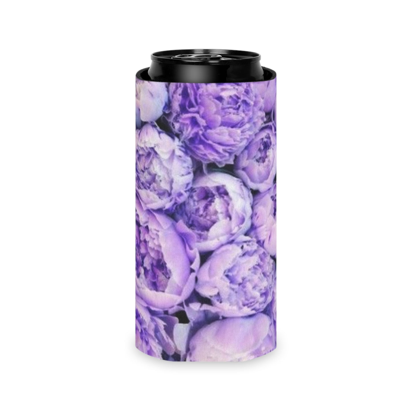 Floral Can Cooler - Purple Peony Design
