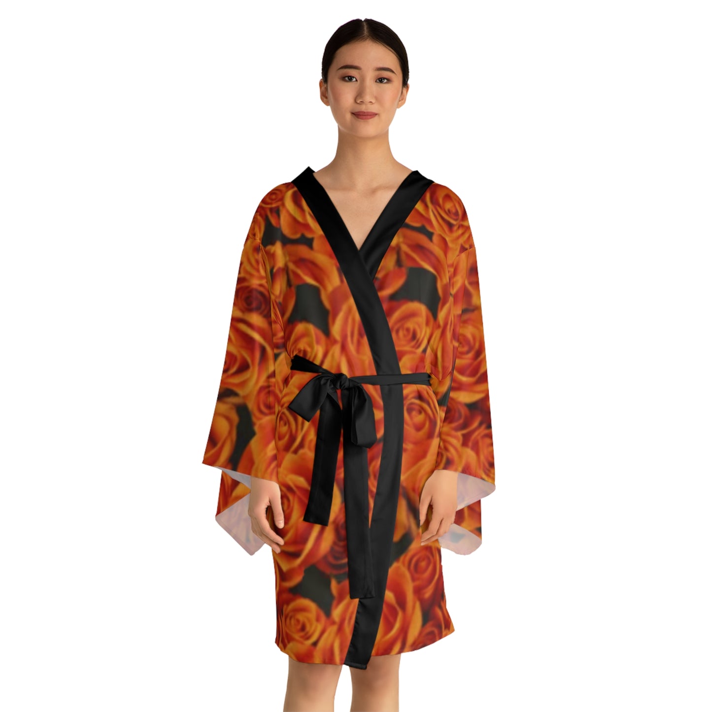 Orange Roses Kimono Robe