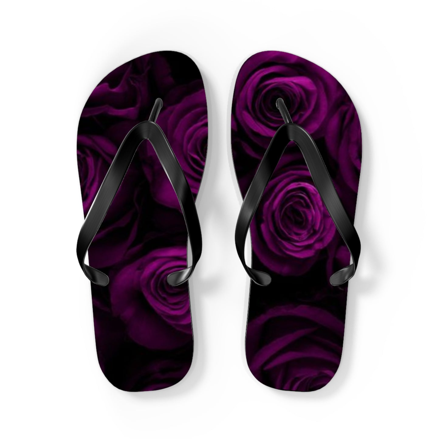 Dark Purple Roses Flip Flops