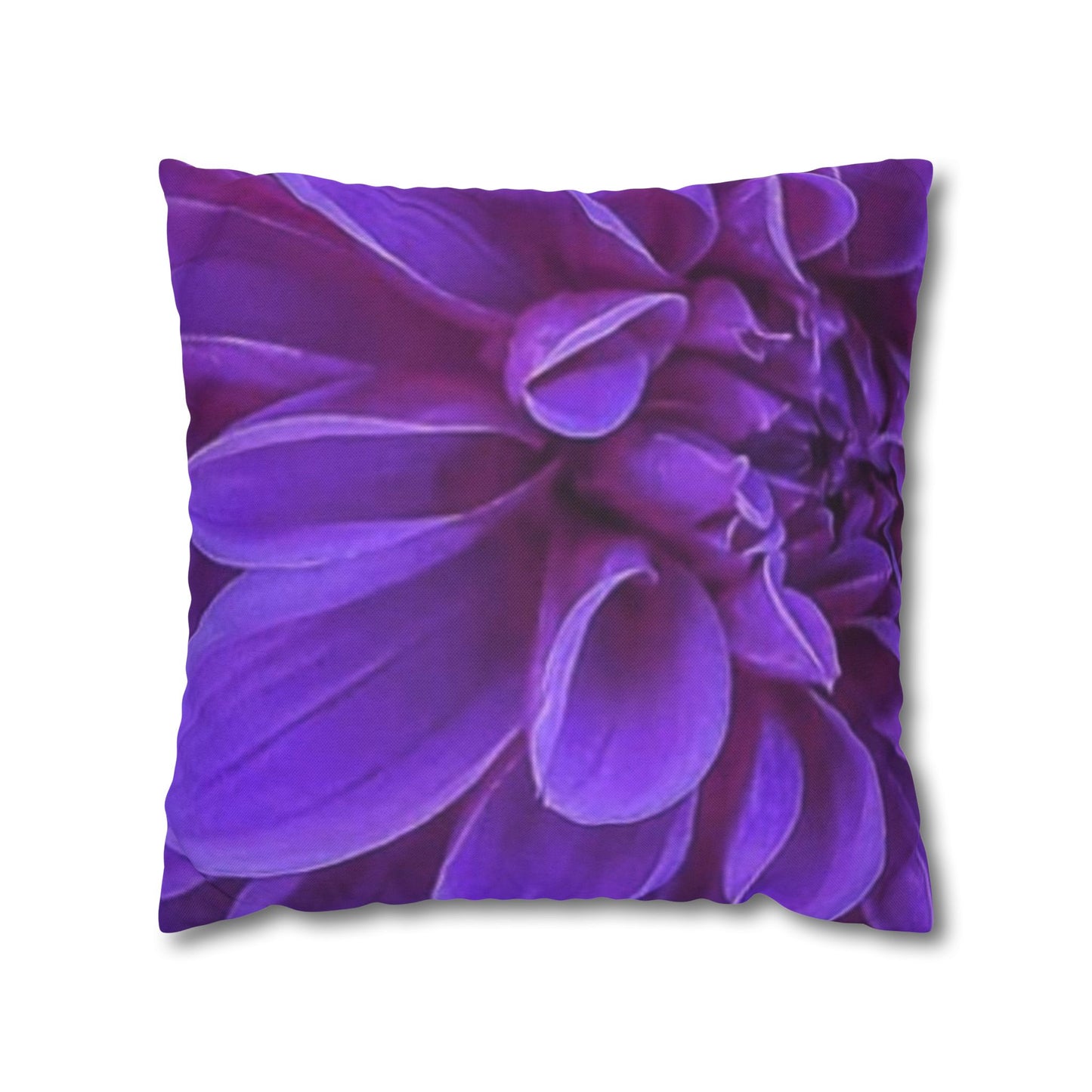 Purple Dahlia Floral Square Pillowcase
