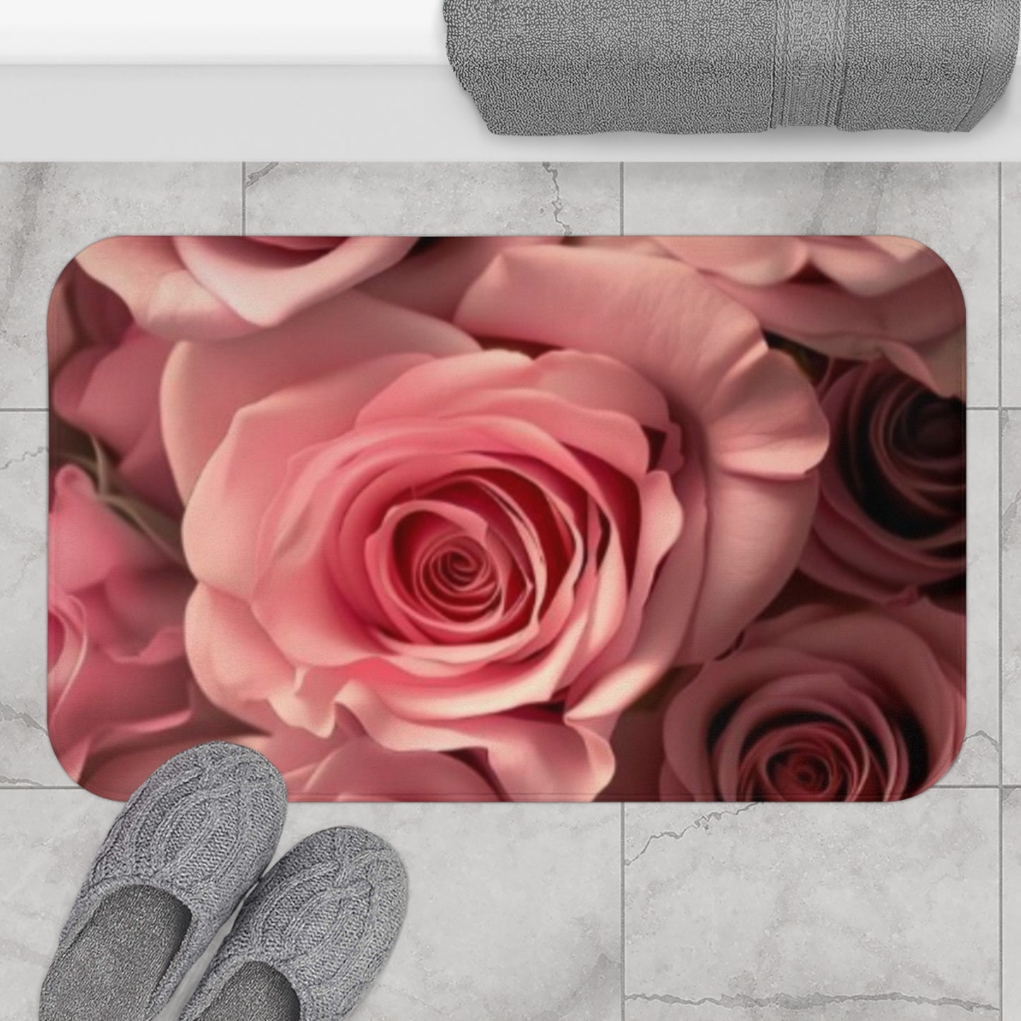 Pink Roses Bath Mat