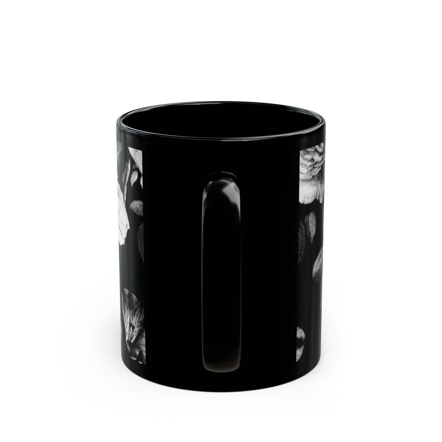 Black & White Floral Design Mug – Elegant Gift for Coffee Lovers