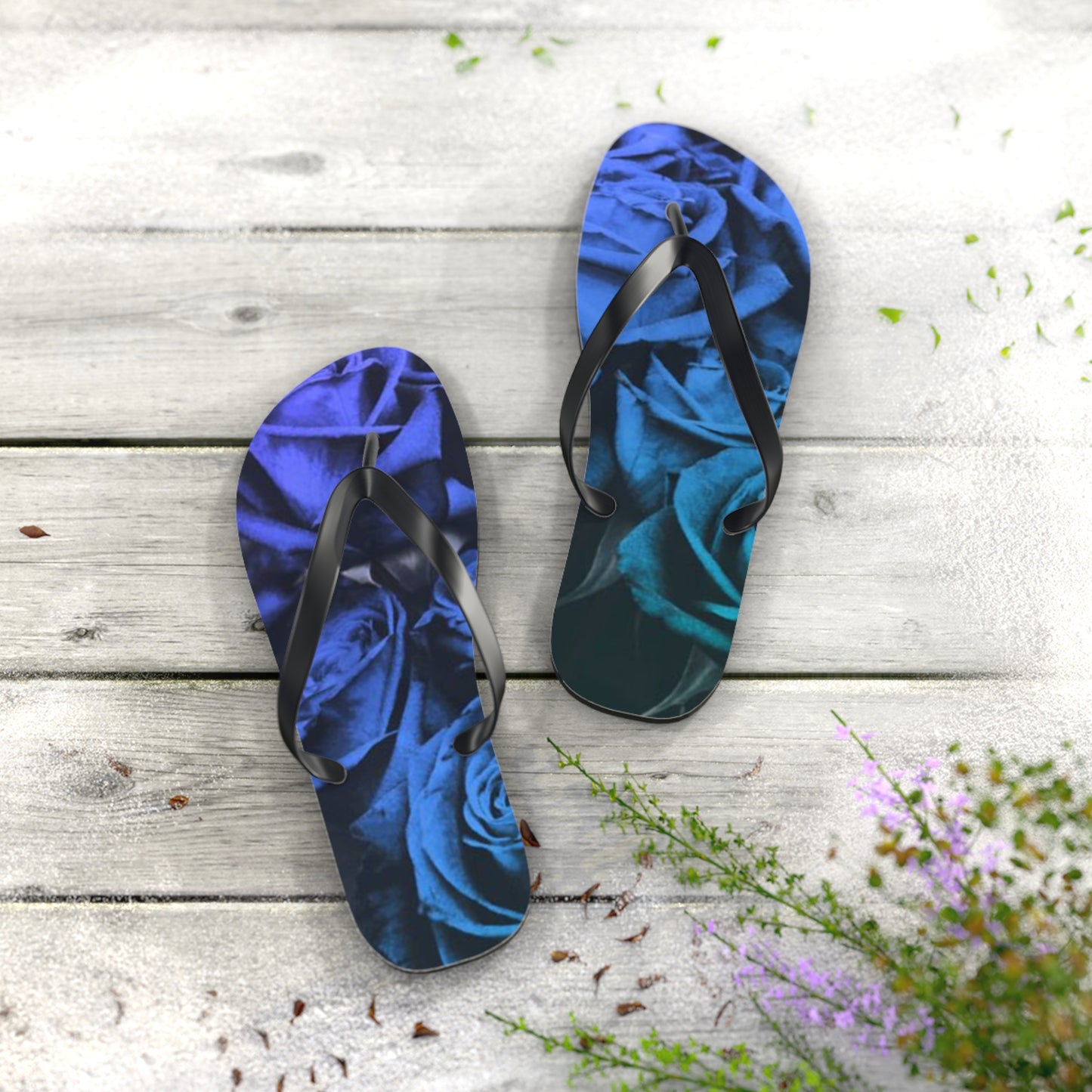 Blue Roses Flip Flops