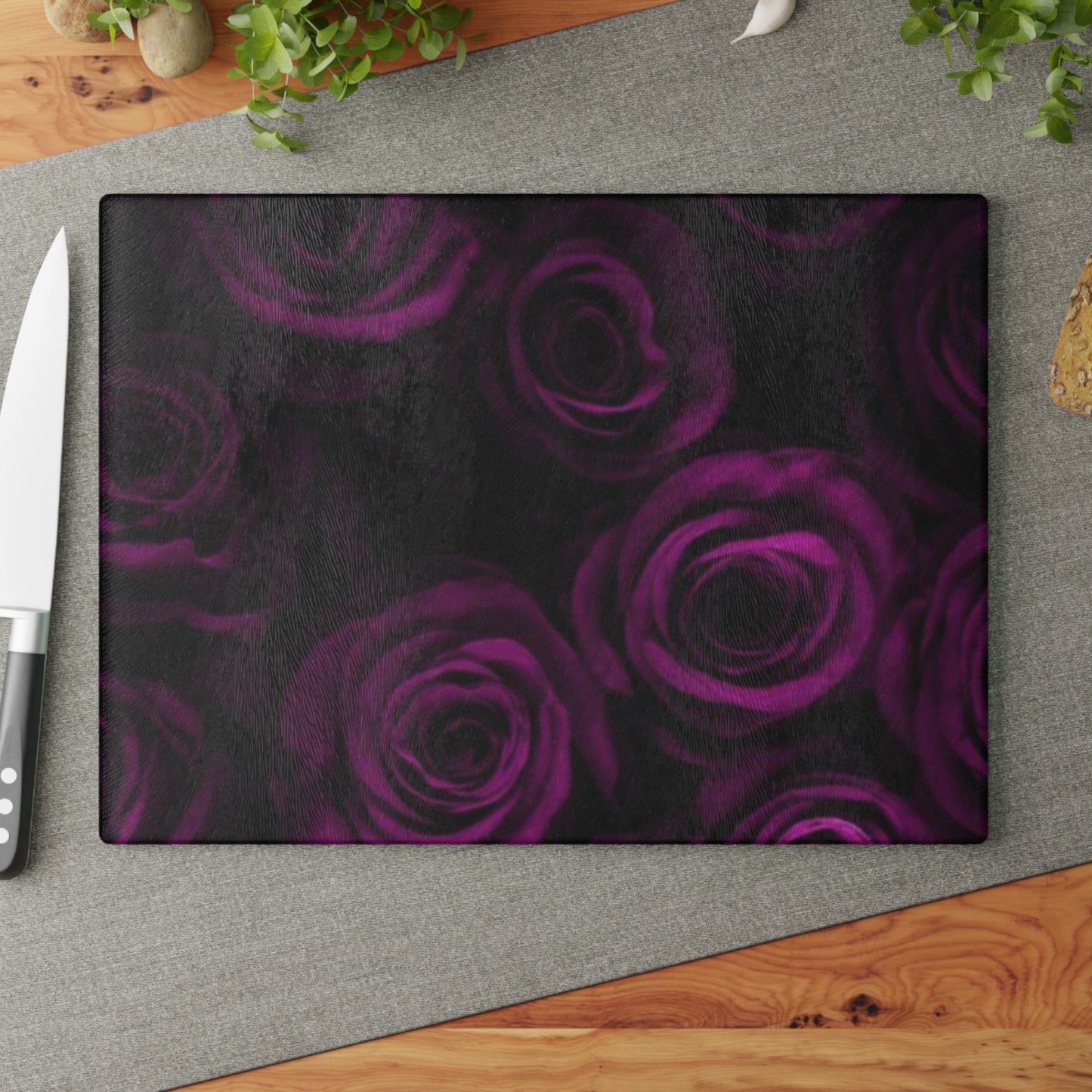 Dark Purple Roses Cutting Board