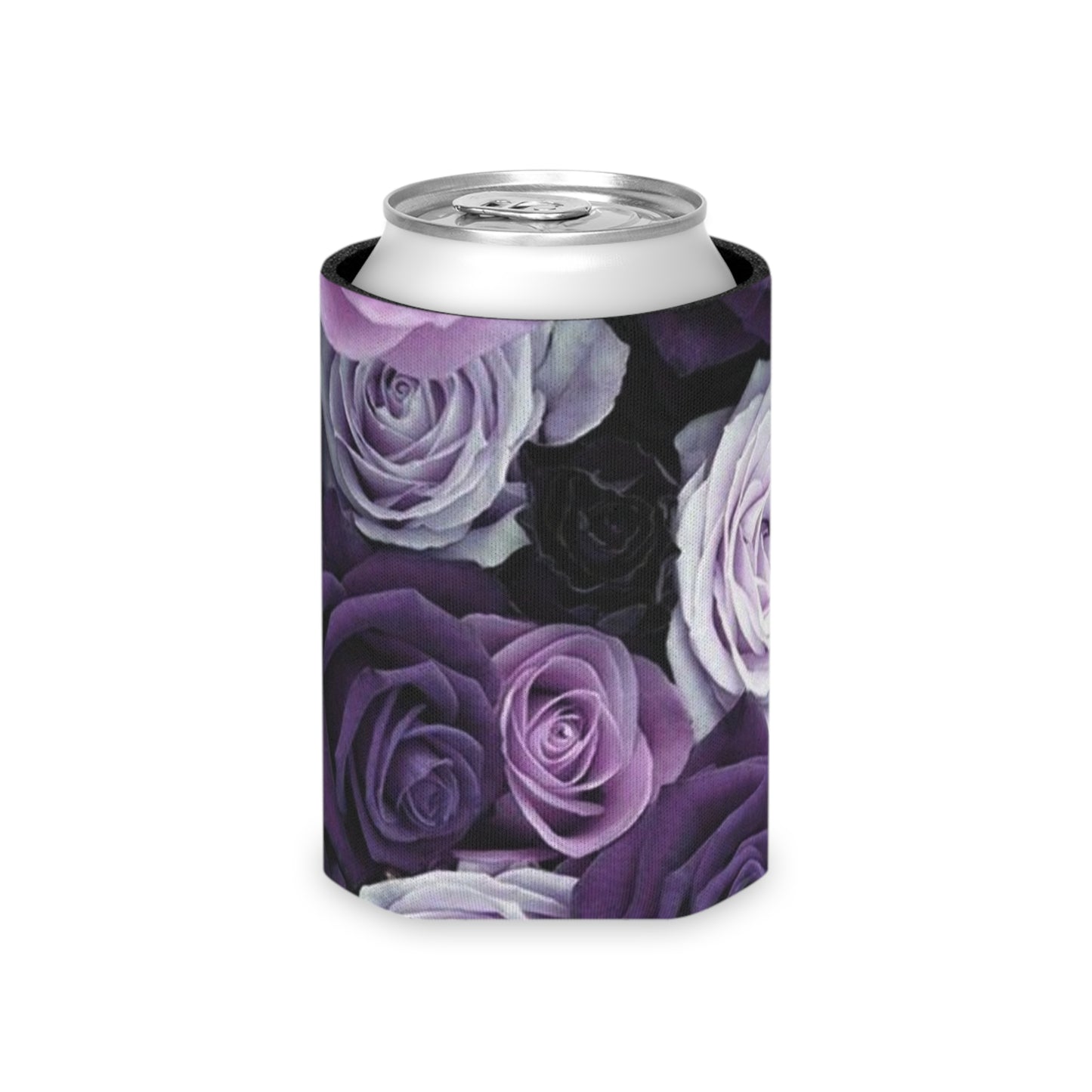 Floral Can Cooler - Purple Roses Design