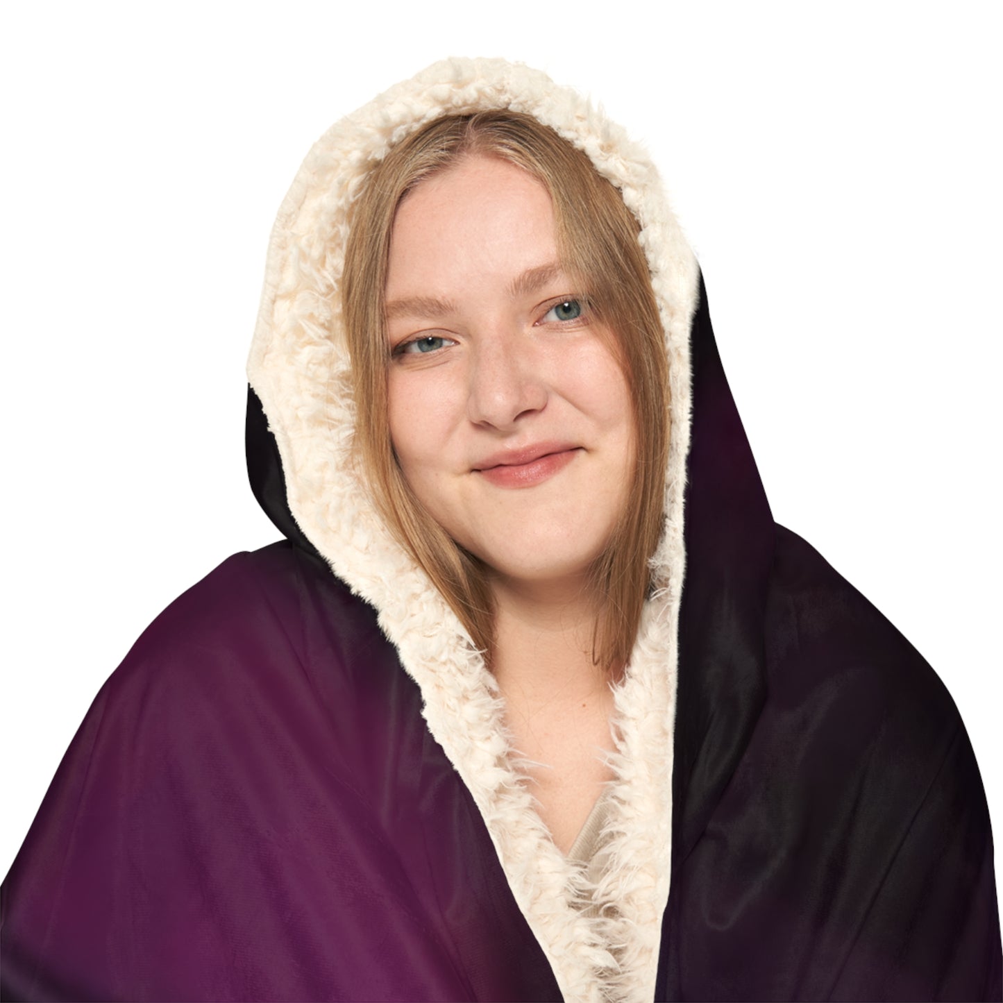 Dark Purple Floral Hood Blanket