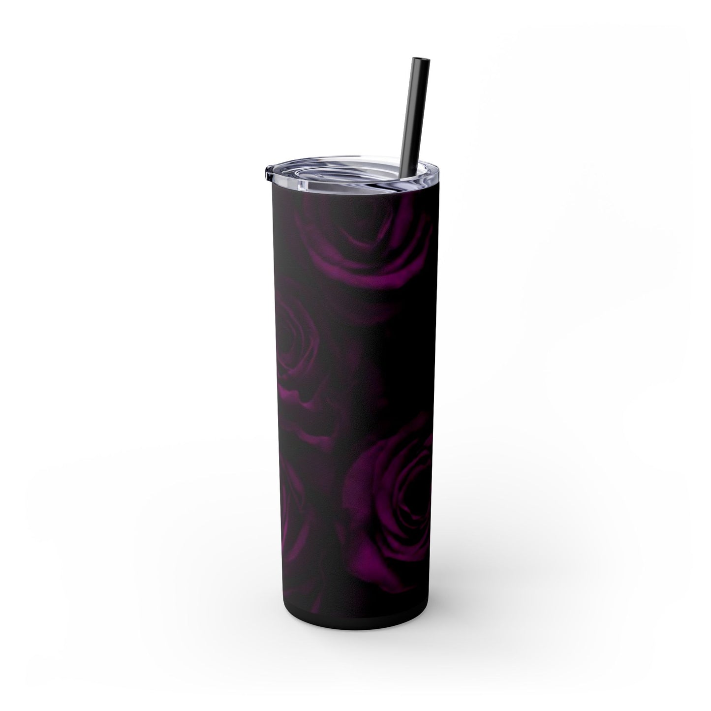 Dark Purple Roses Skinny Tumbler – Durable Stainless Steel 20 oz