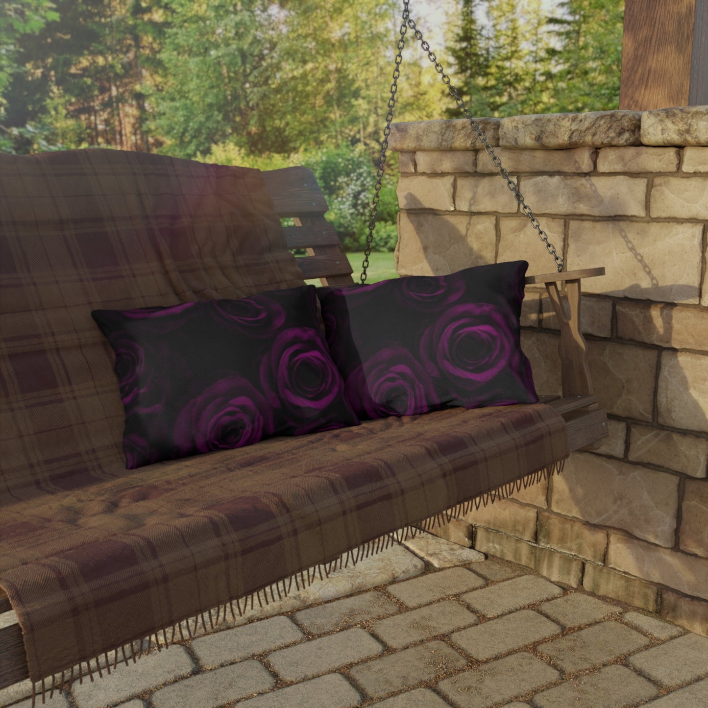 Dark Purple Roses Outdoor Pillow