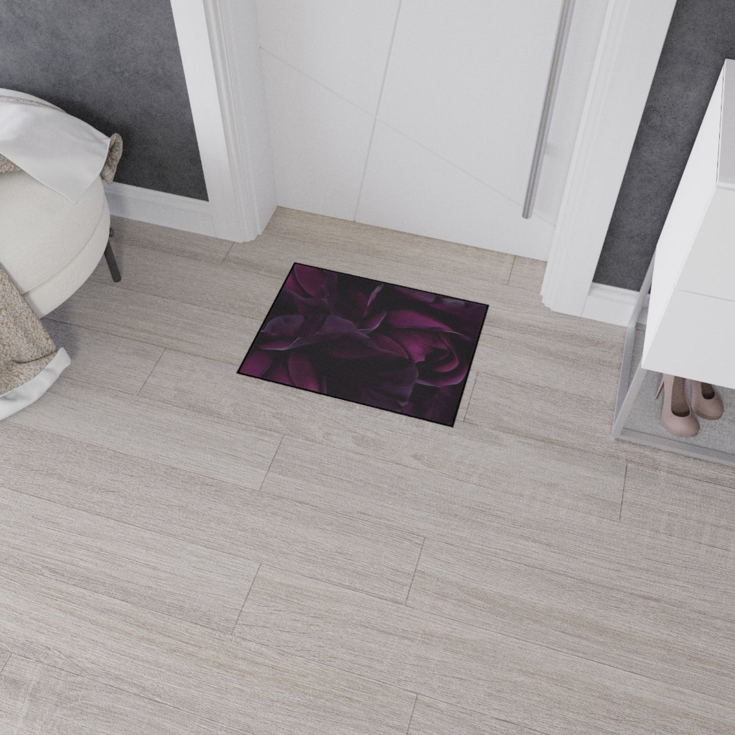 Dark Purple Floral Heavy Duty Floor Mat