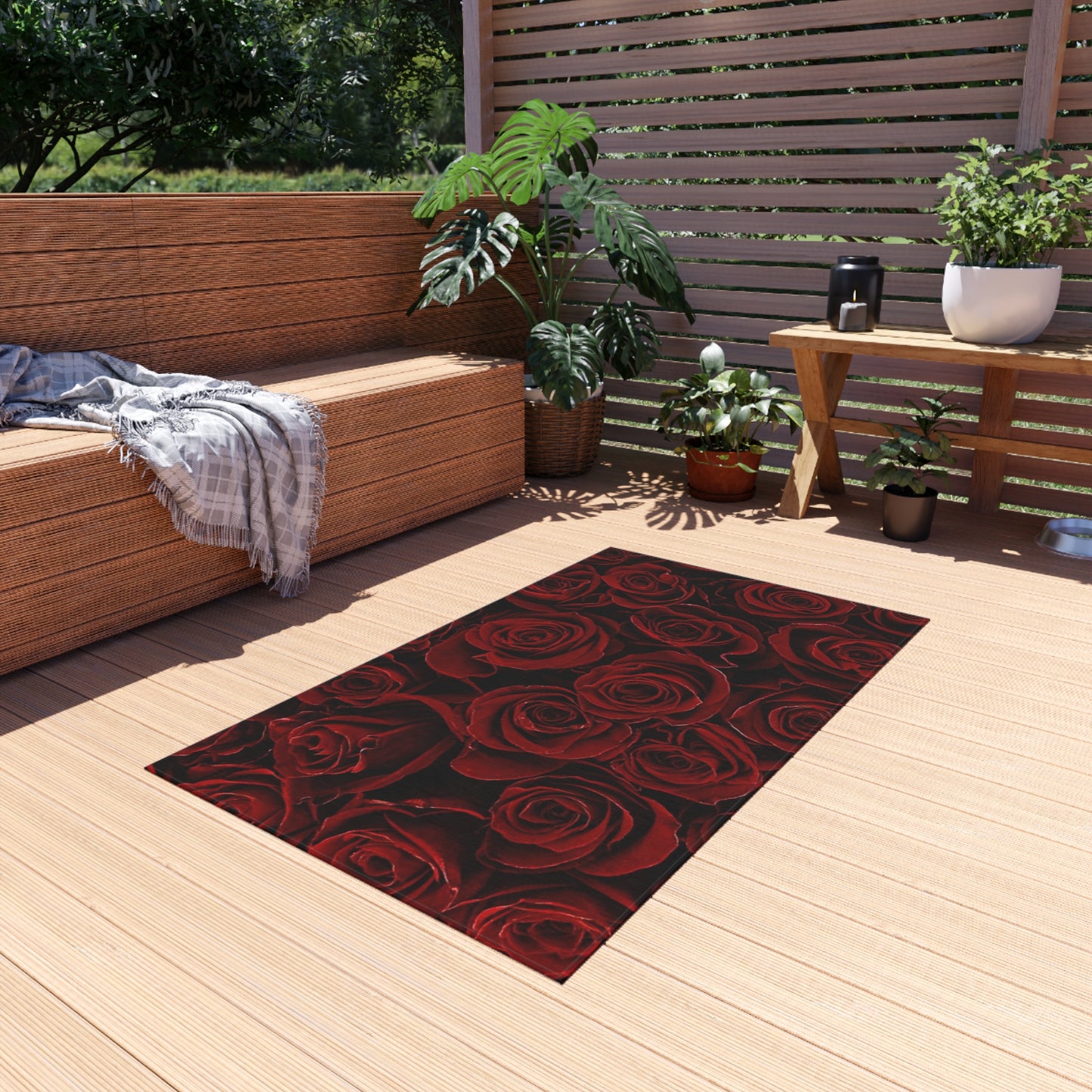 Red Roses Outdoor Rug