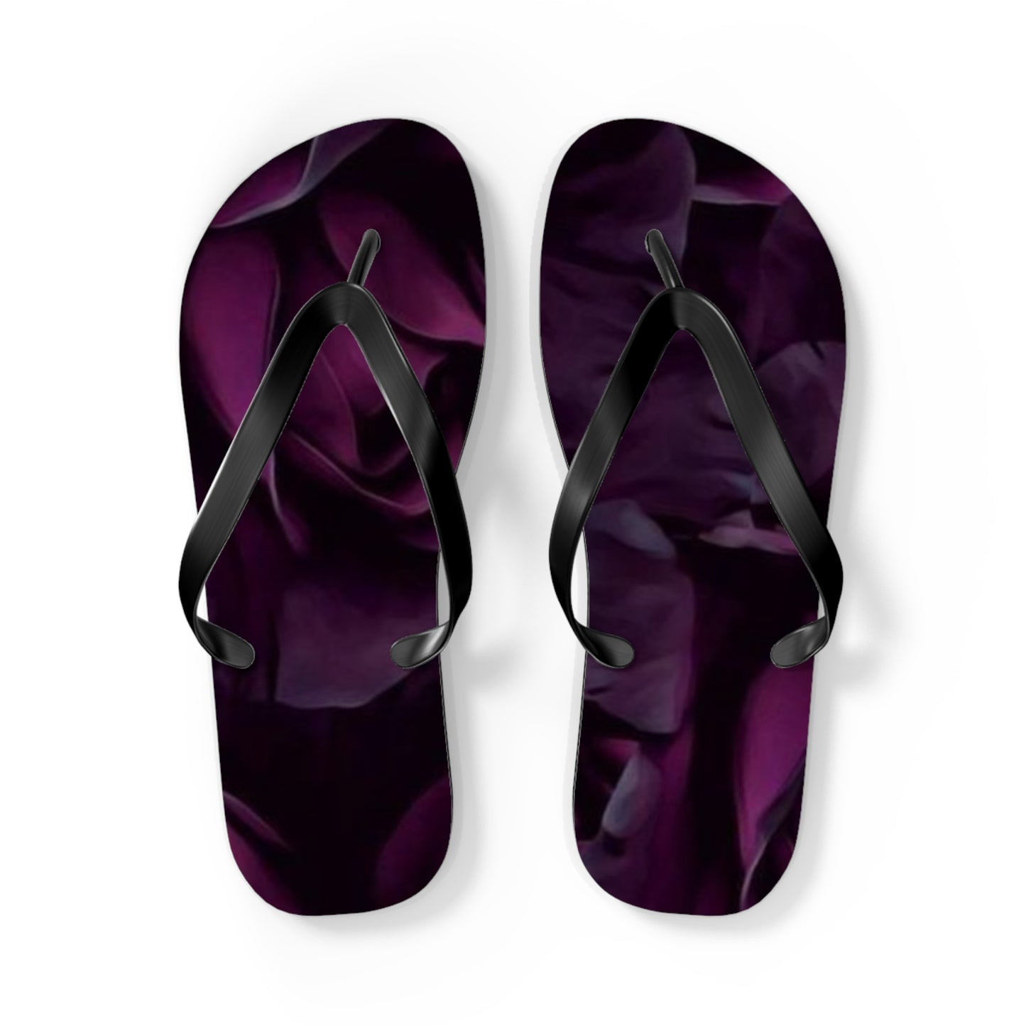 Dark Purple Floral Design Flip Flops