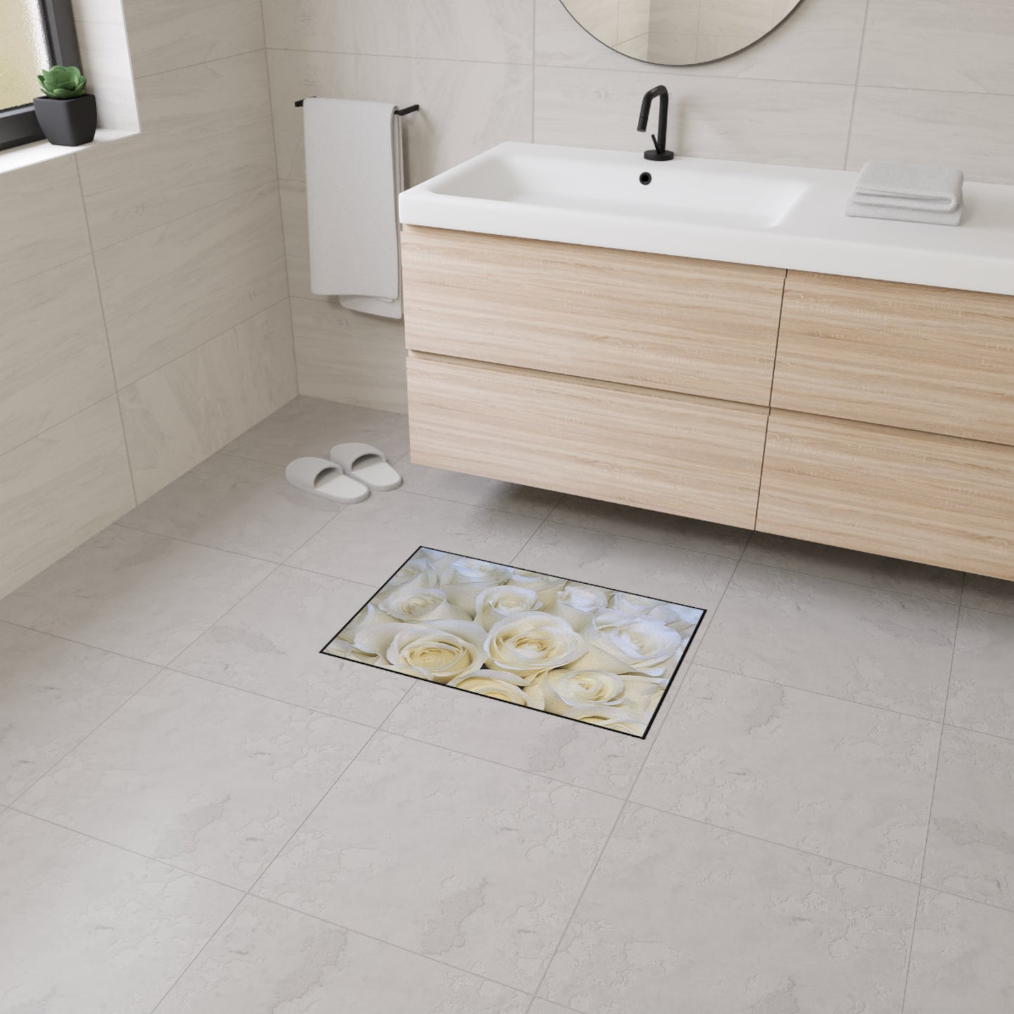 White Roses Heavy Duty Floor Mat