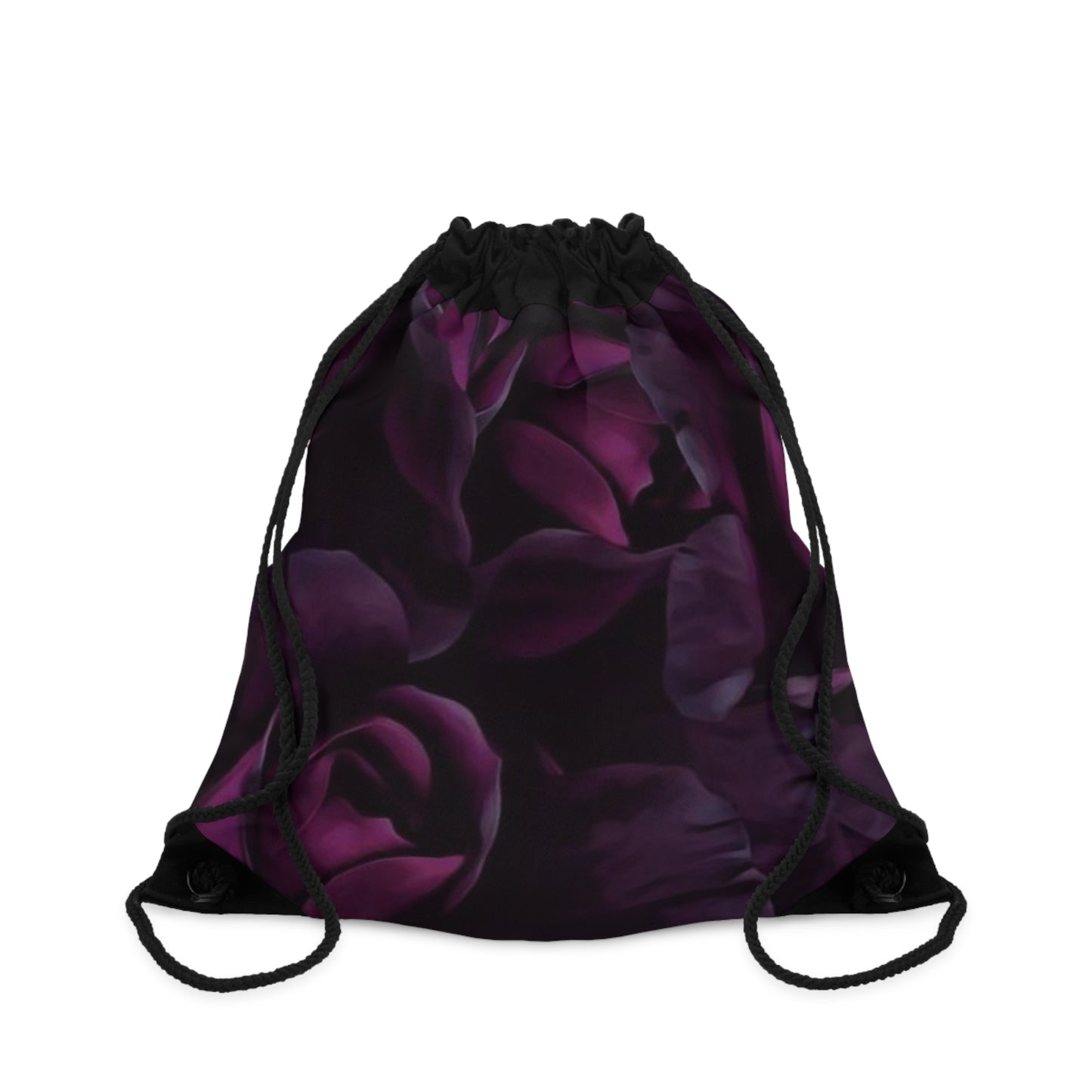 Dark Purple Floral Drawstring Bag