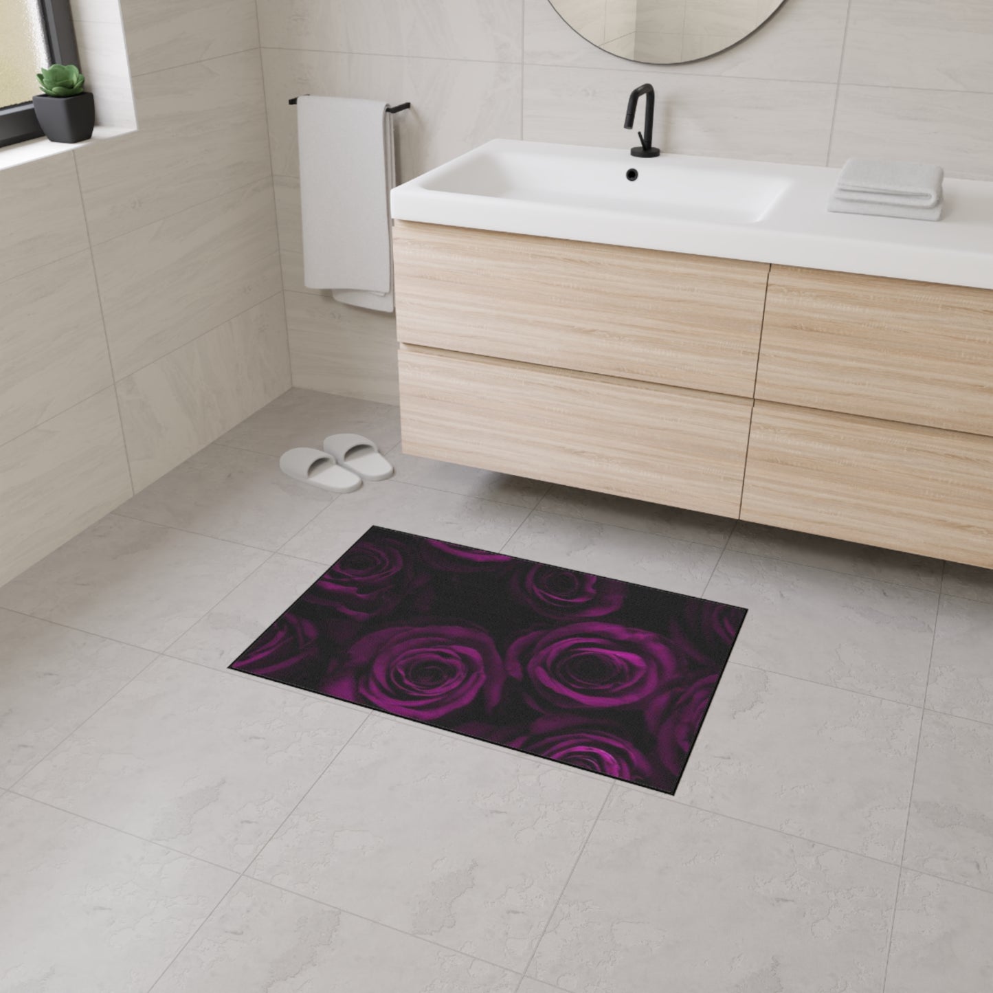 Dark Purple Roses Heavy Duty Floor Mat