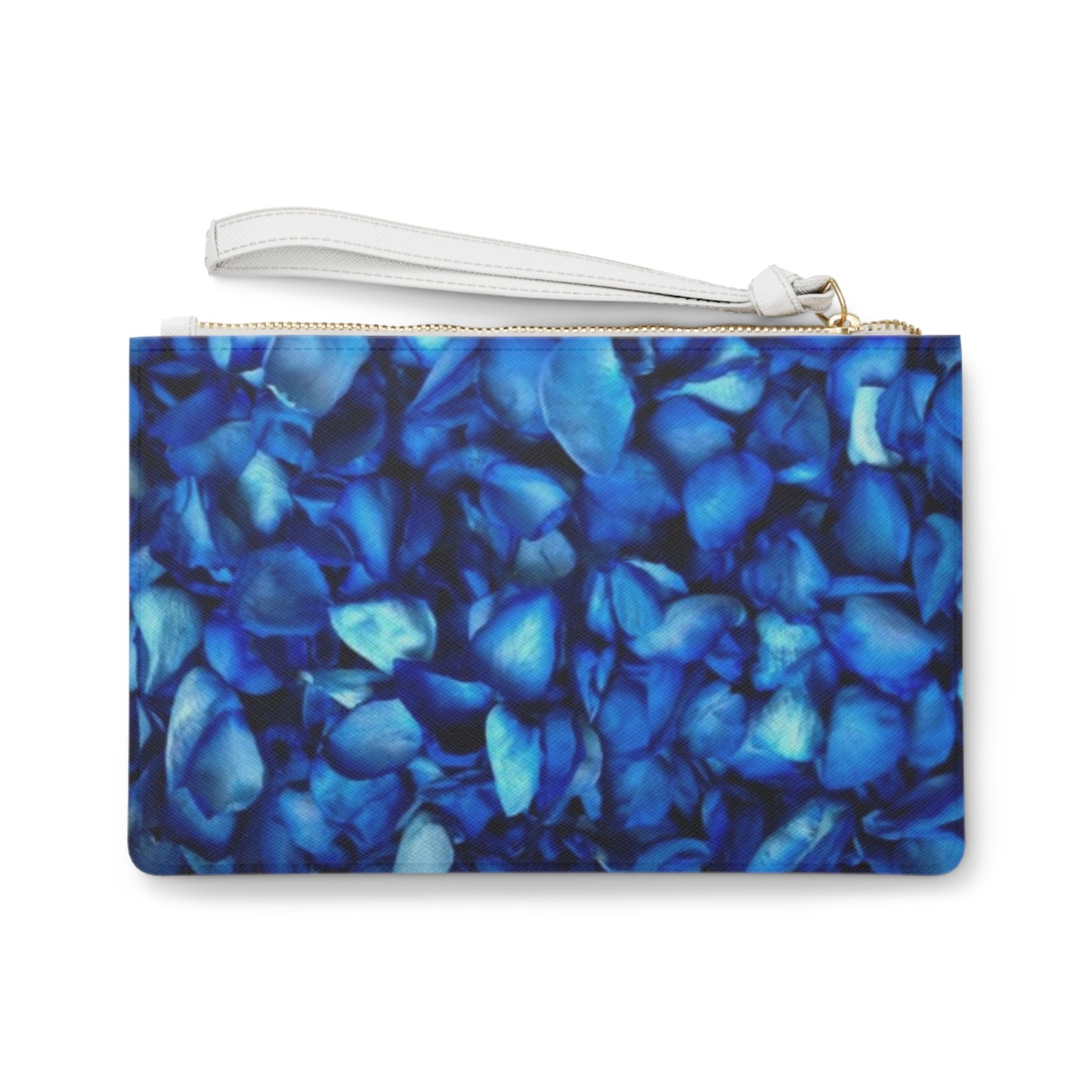 Blue Petals Floral Leather Clutch Bag for Women