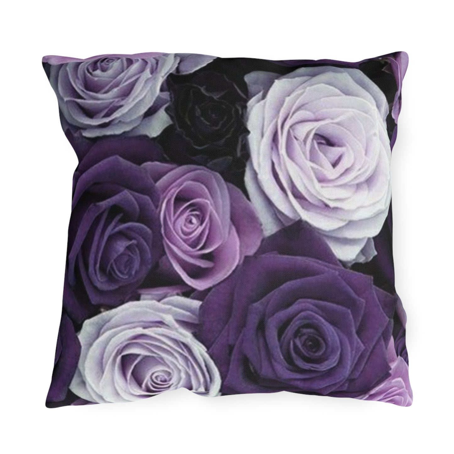 Purple Roses Floral Outdoor Pillow