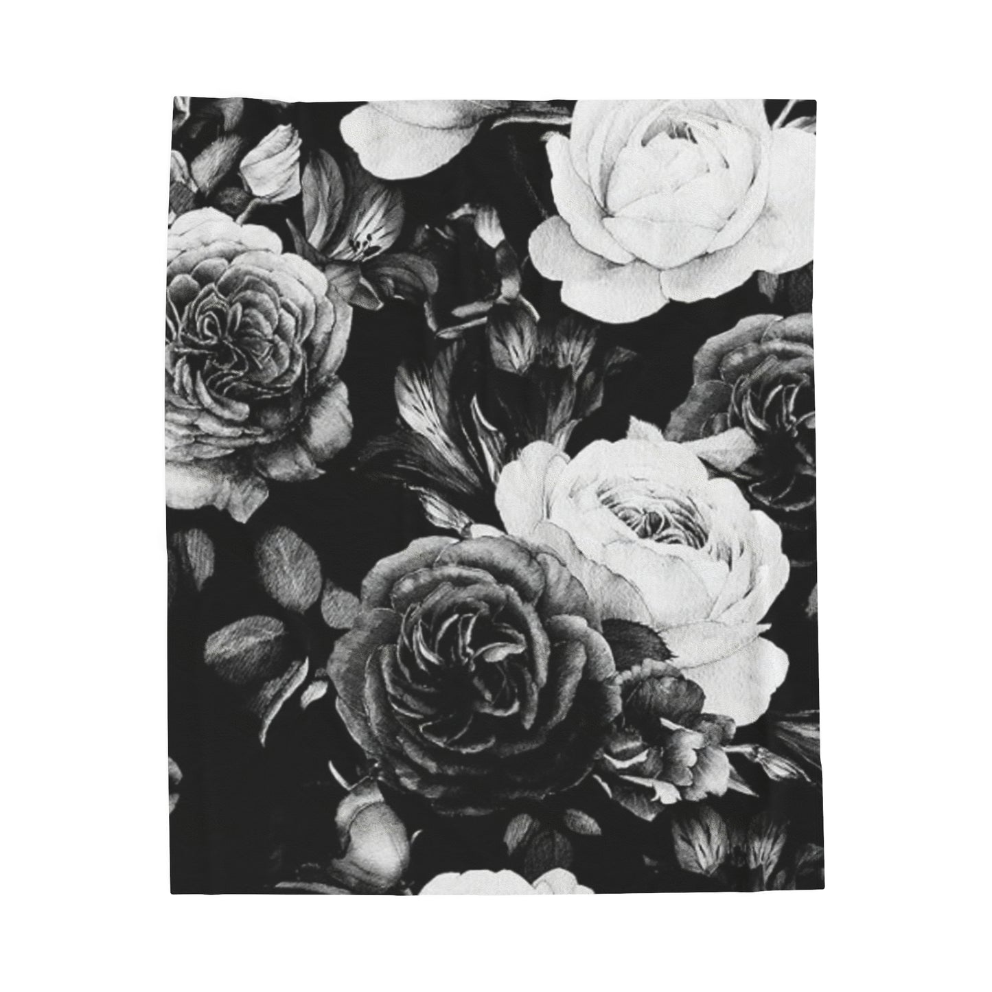 Soft Floral Blanket – Black & White Design for Cozy Style