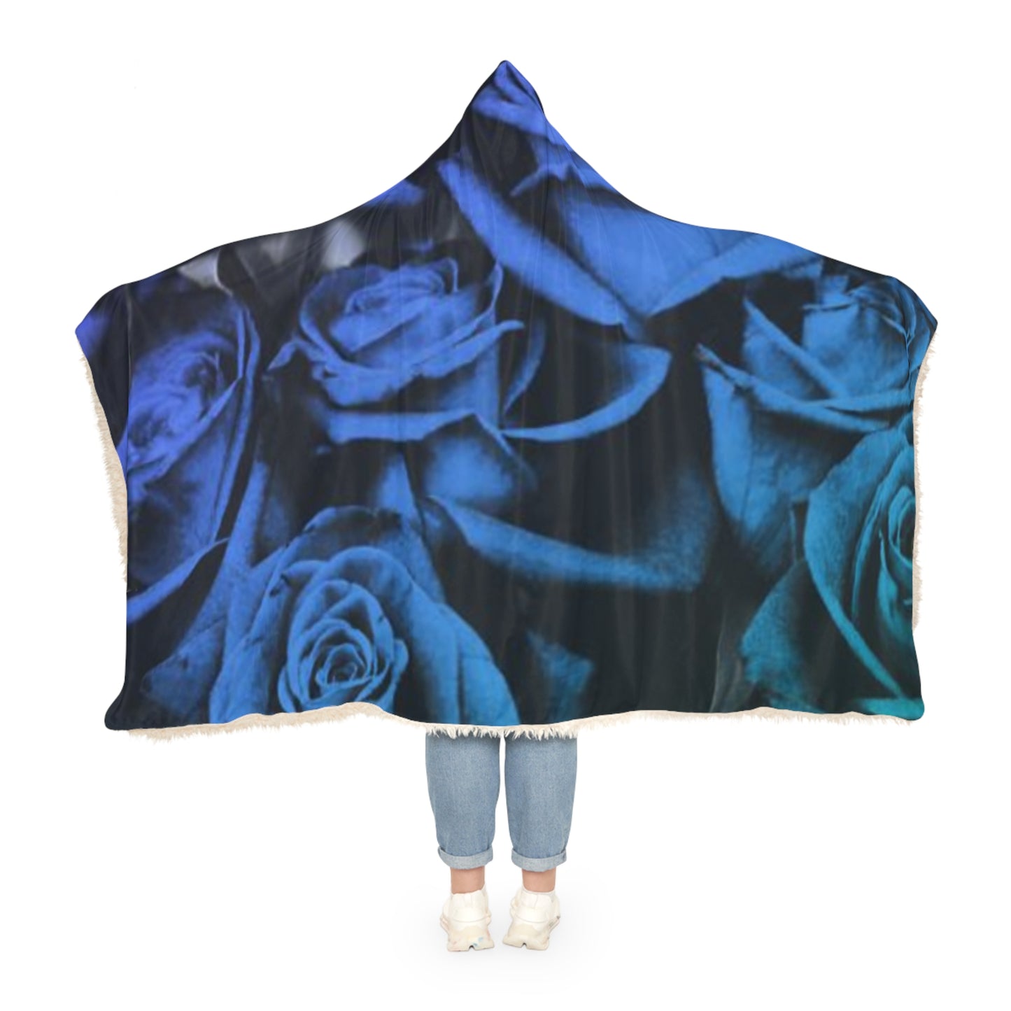 Blue Roses Hood Blanket