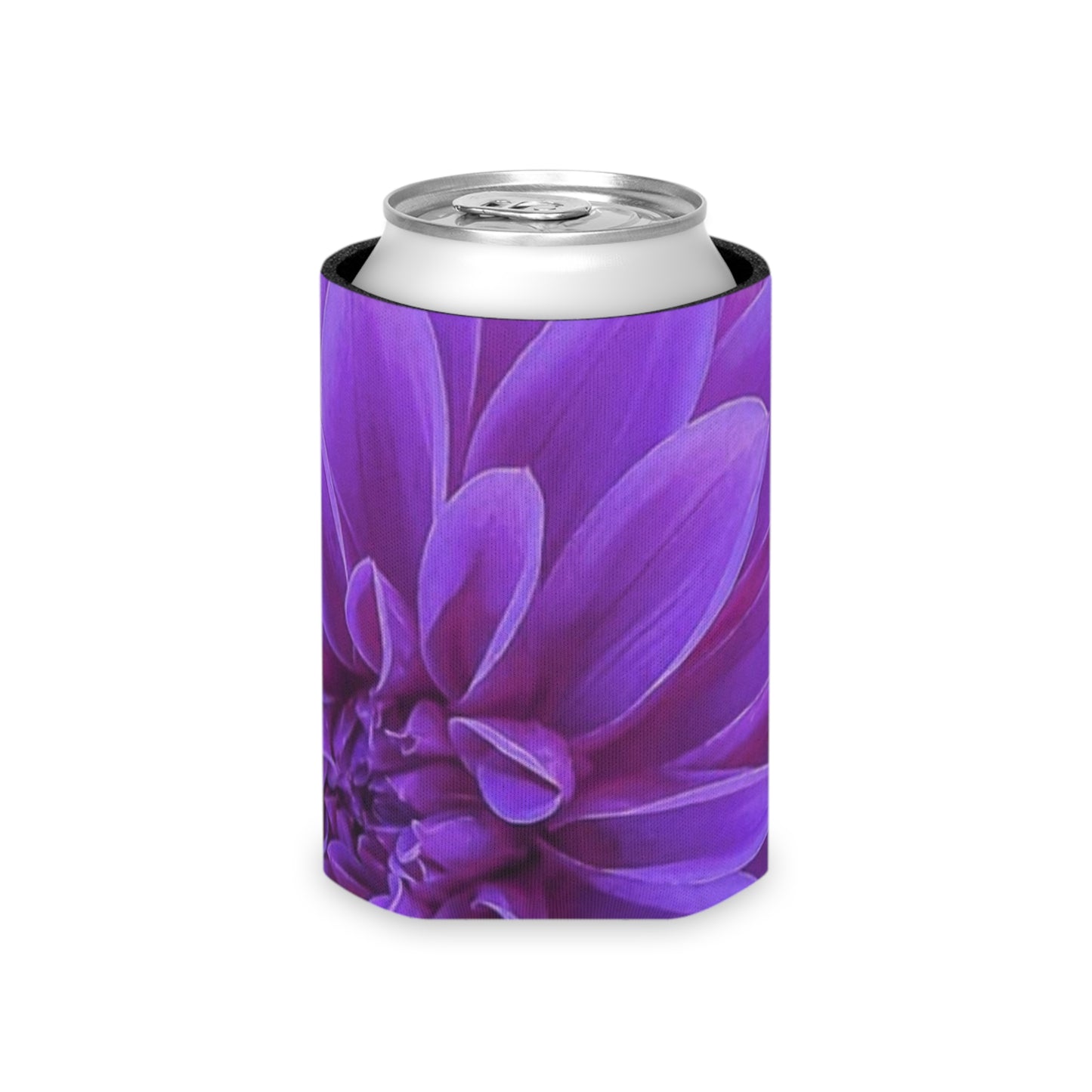 Floral Can Cooler - Purple Dahlia Design