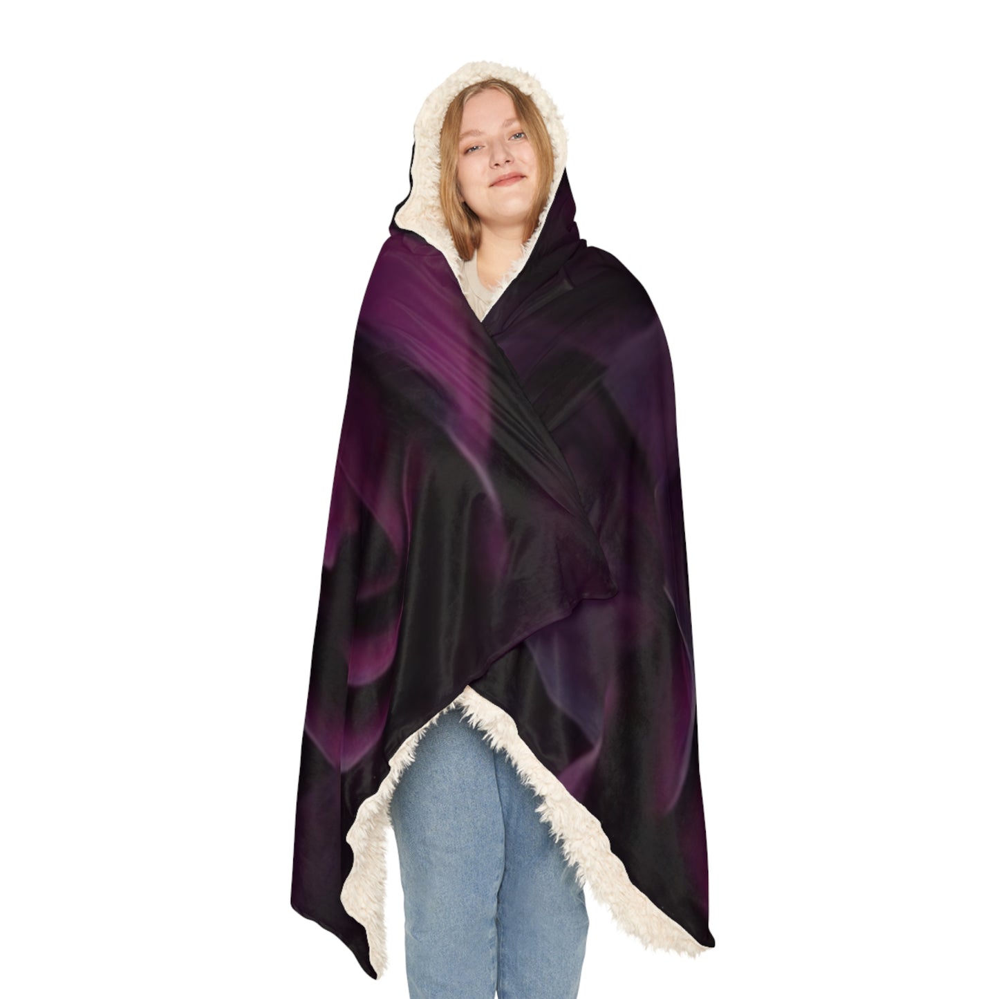 Dark Purple Floral Hood Blanket
