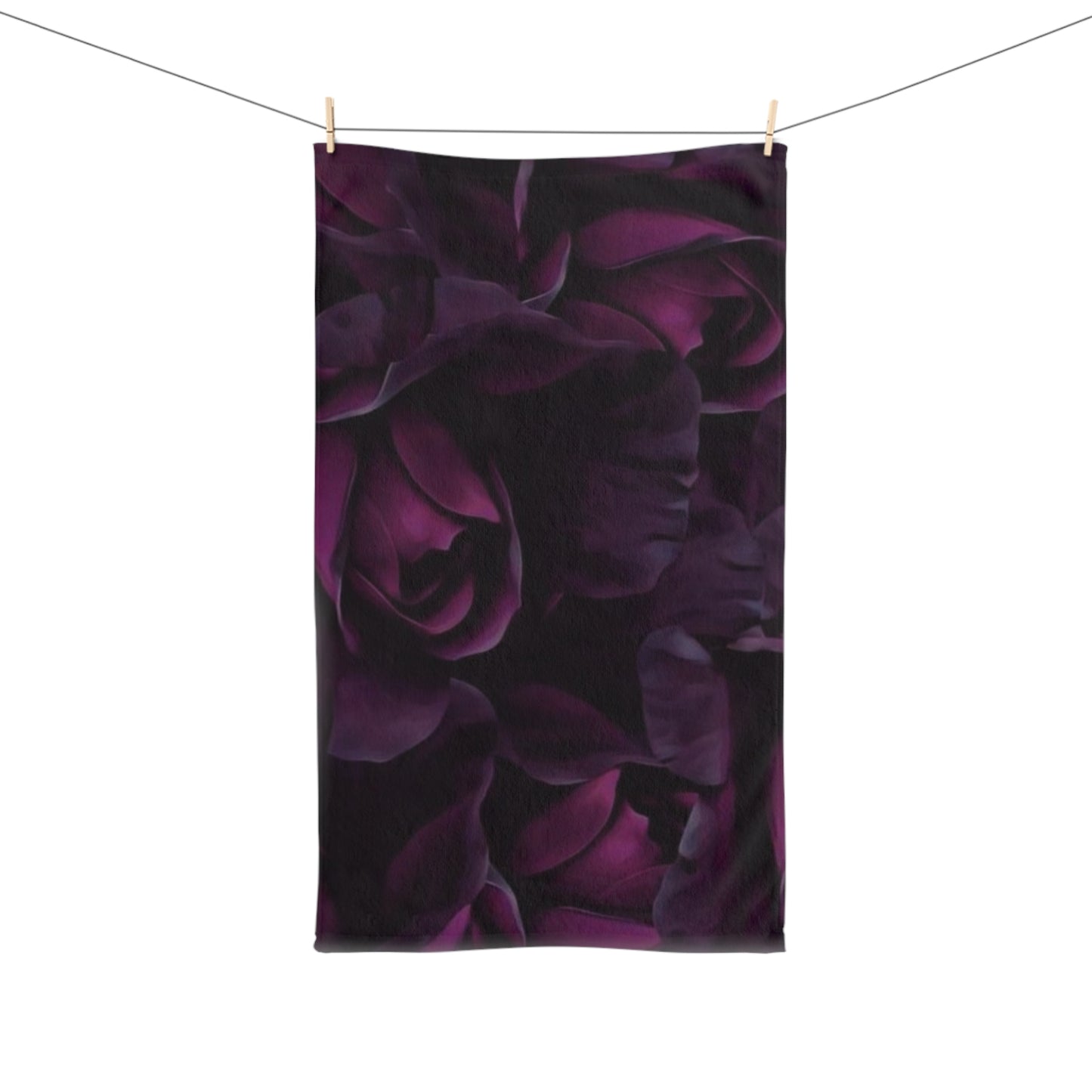 Dark Purple Floral Hand Towel