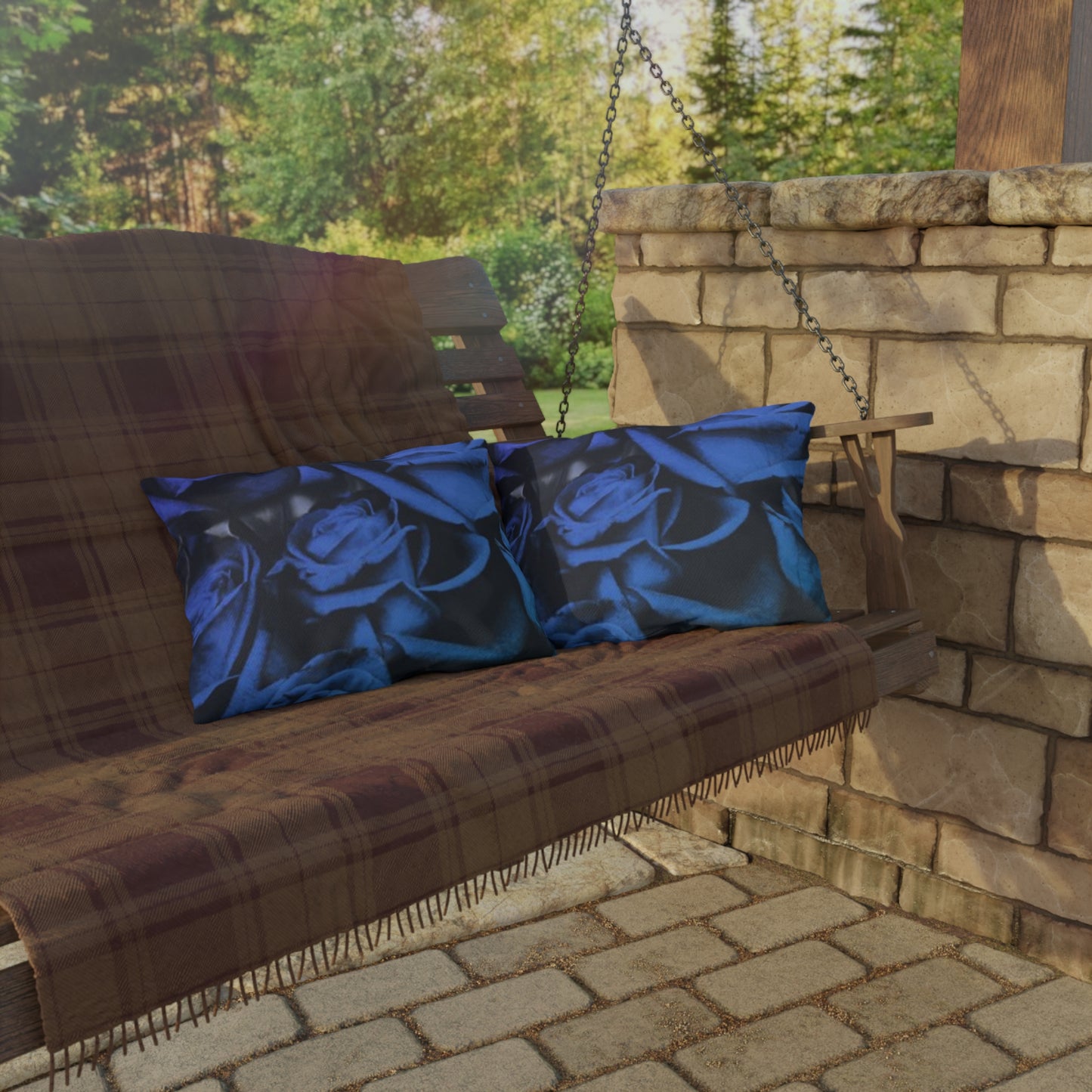 Blue Roses Outdoor Pillow